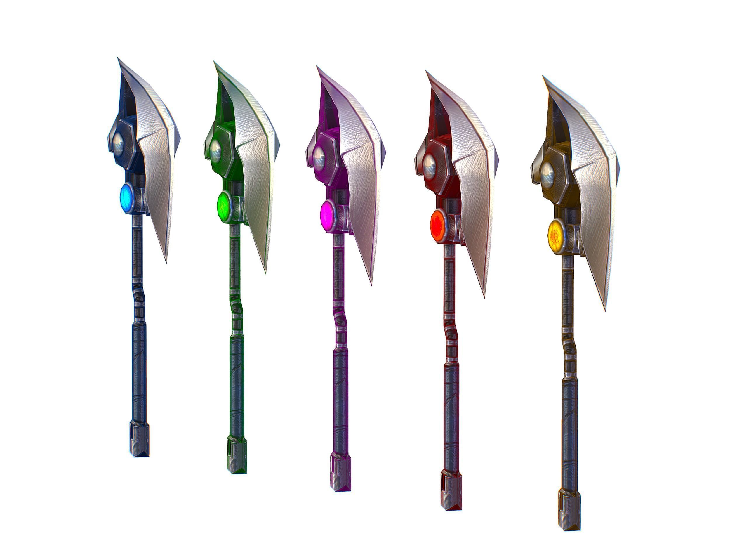 a set of cutting weapons Low-poly 3D model_3