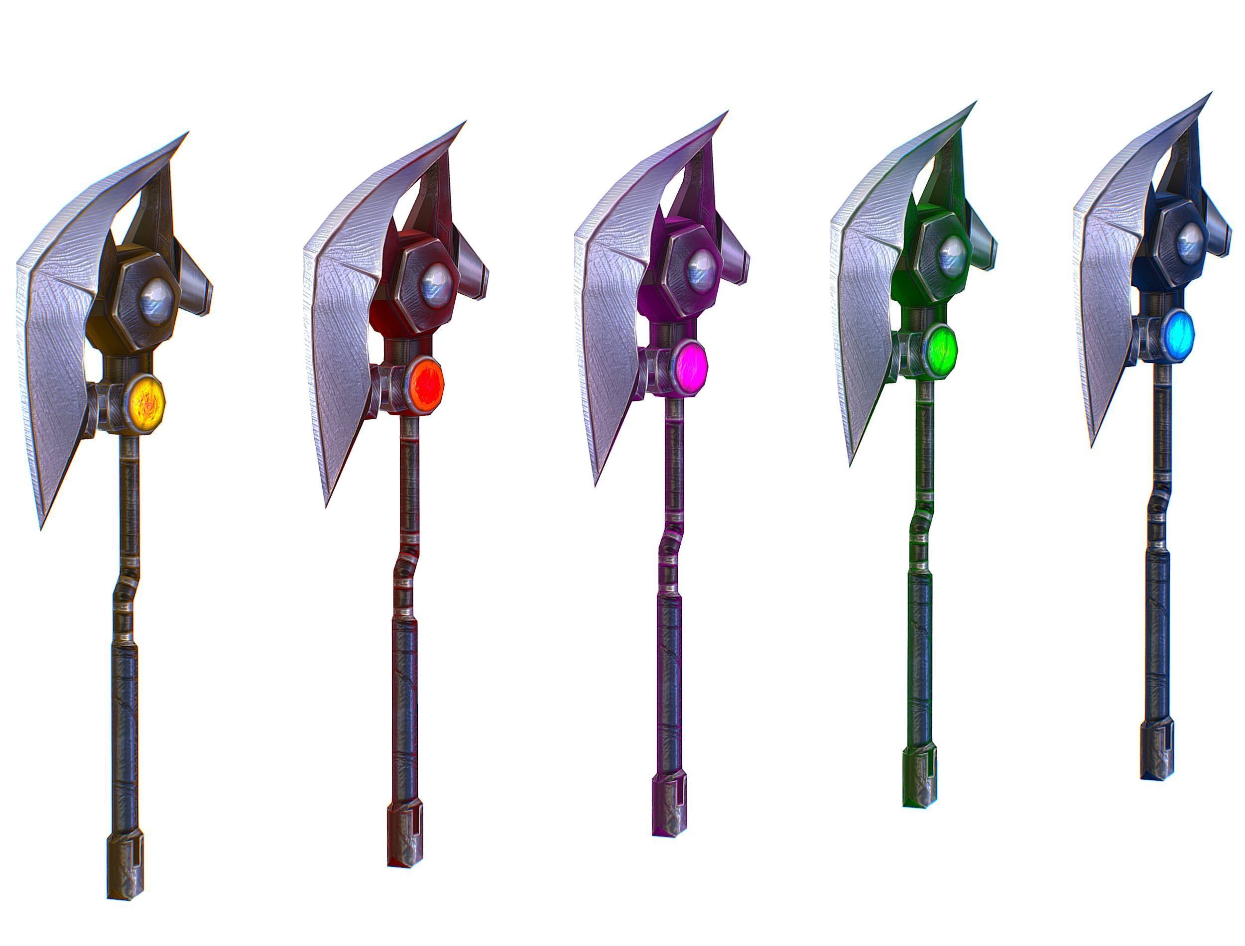 a set of cutting weapons Low-poly 3D model_9