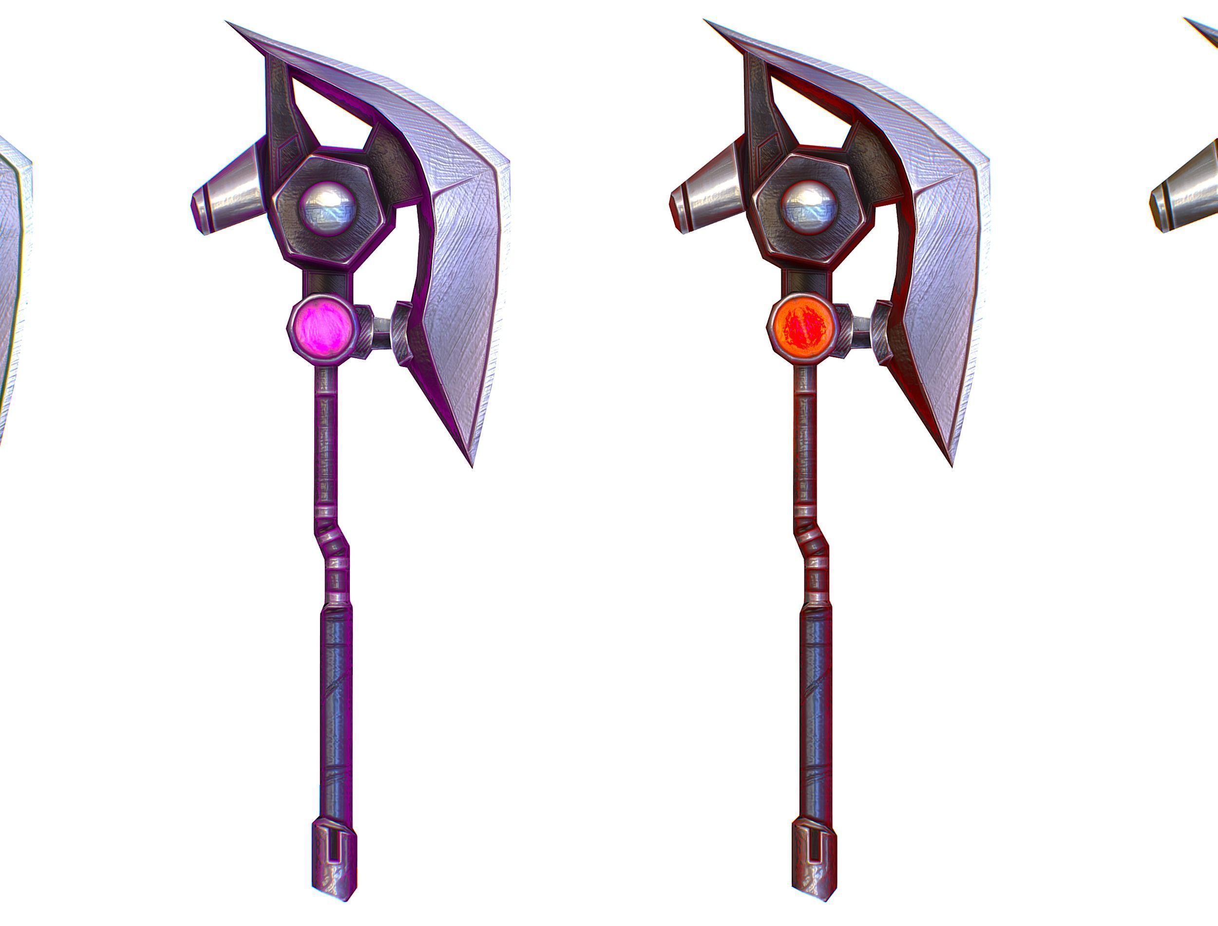 a set of cutting weapons Low-poly 3D model_12