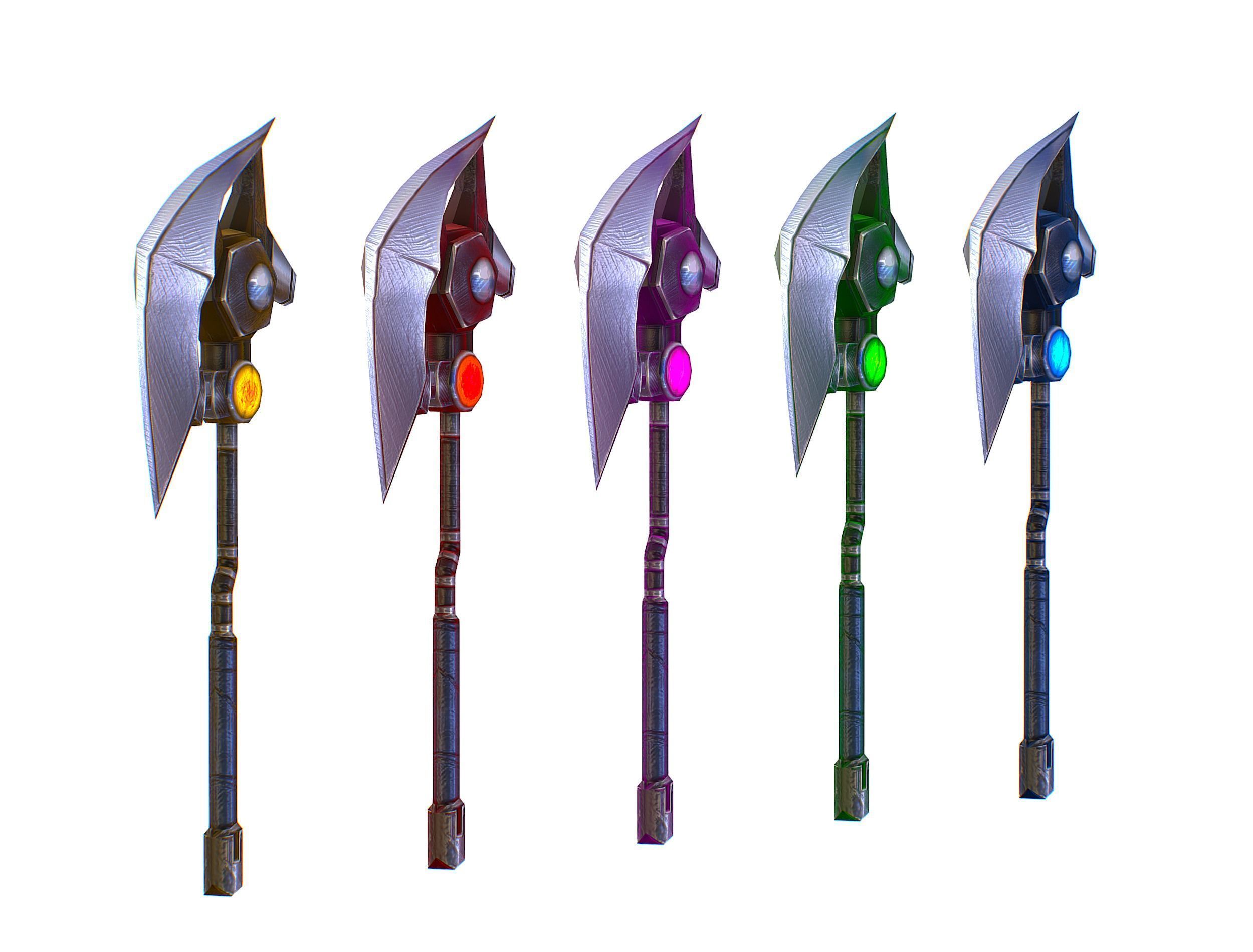a set of cutting weapons Low-poly 3D model_8