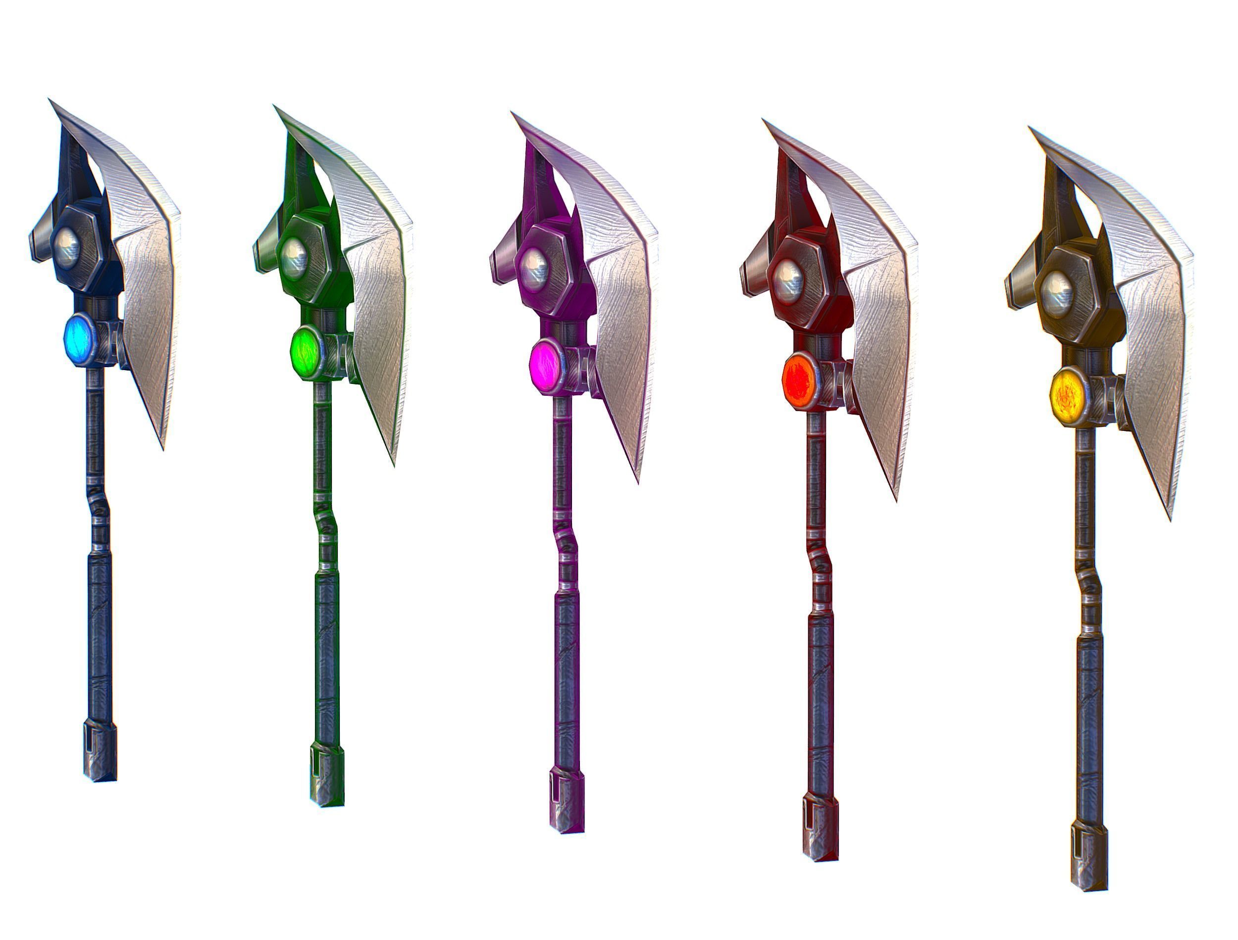a set of cutting weapons Low-poly 3D model_2