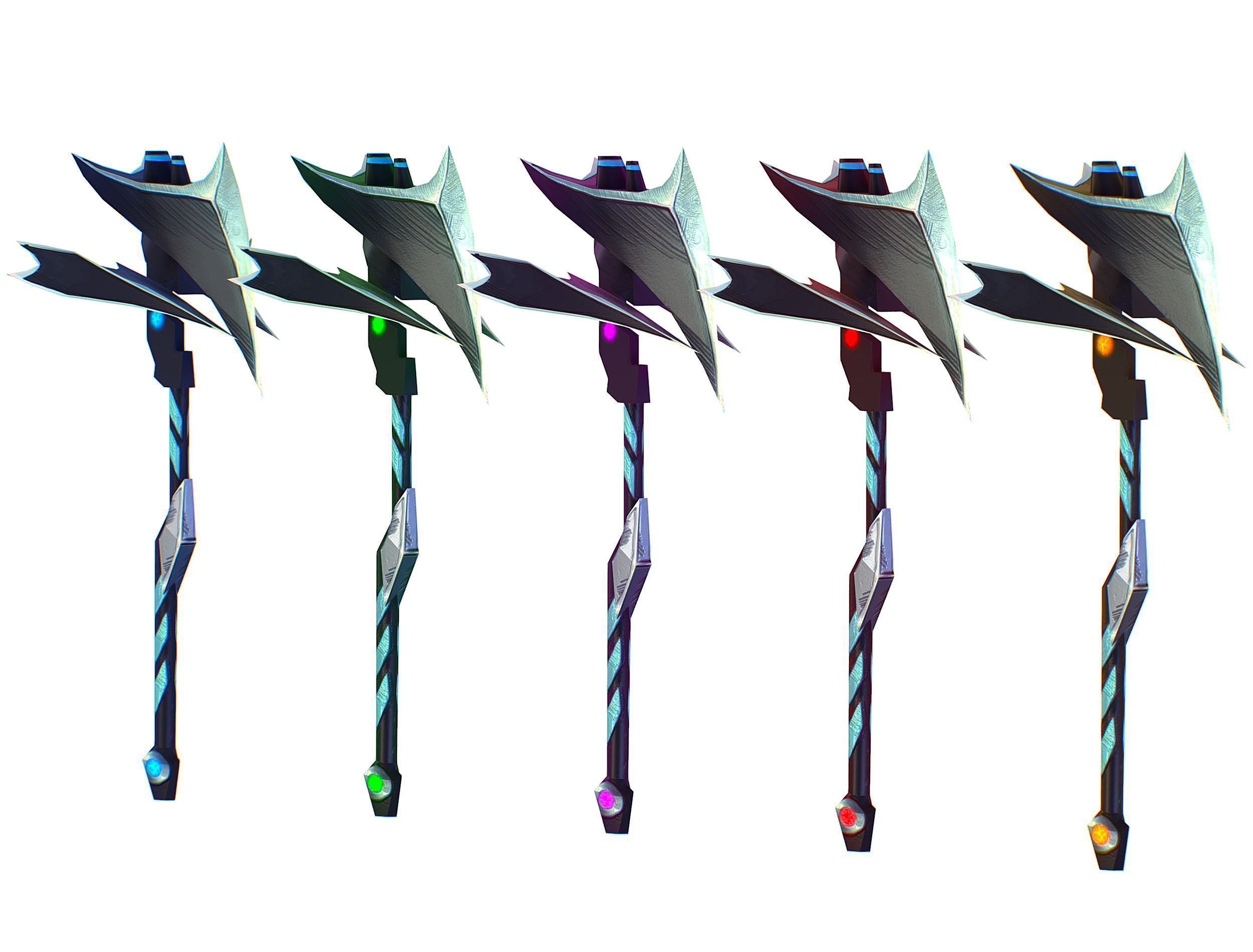 a set of cutting weapons Low-poly 3D model_1