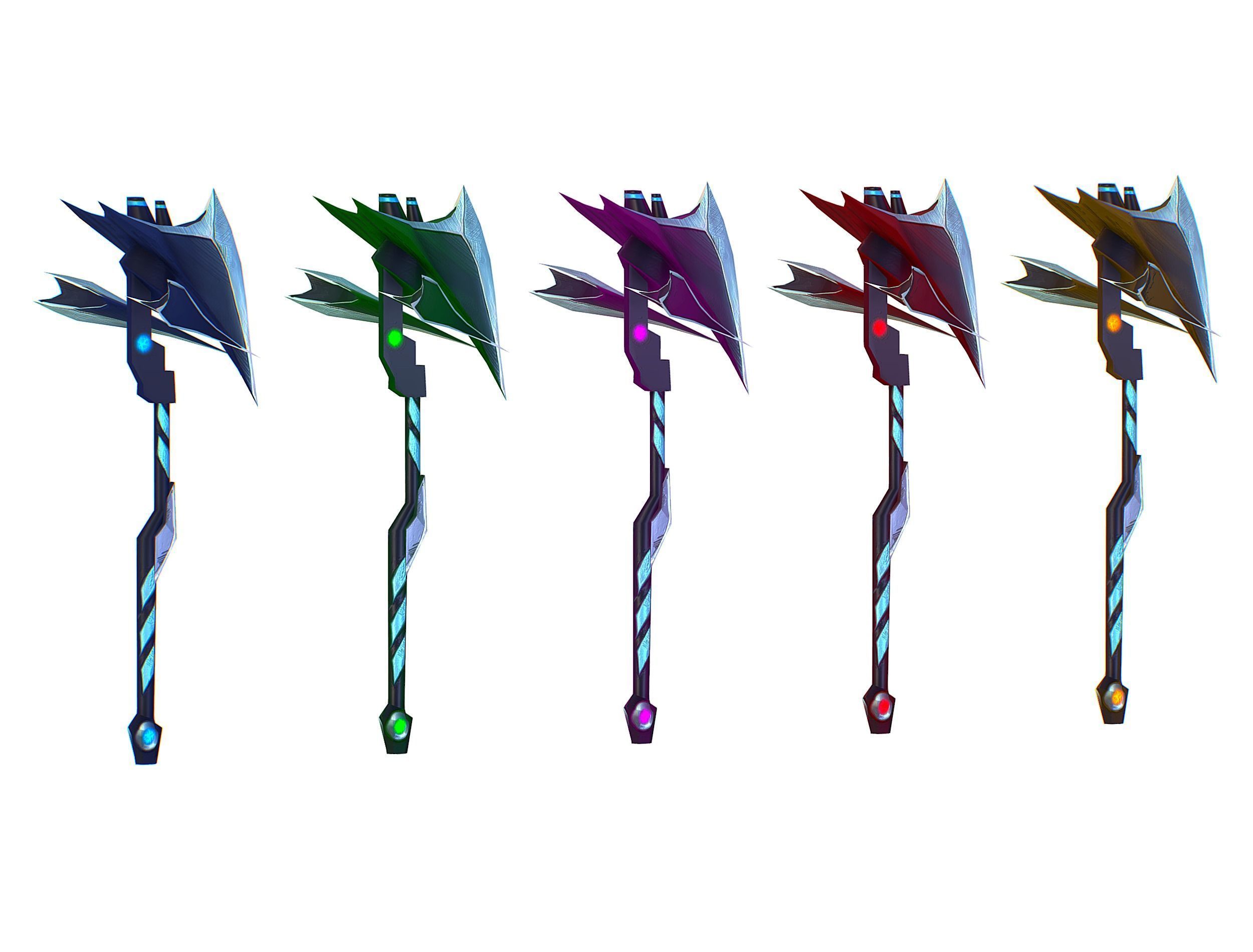 a set of cutting weapons Low-poly 3D model_13