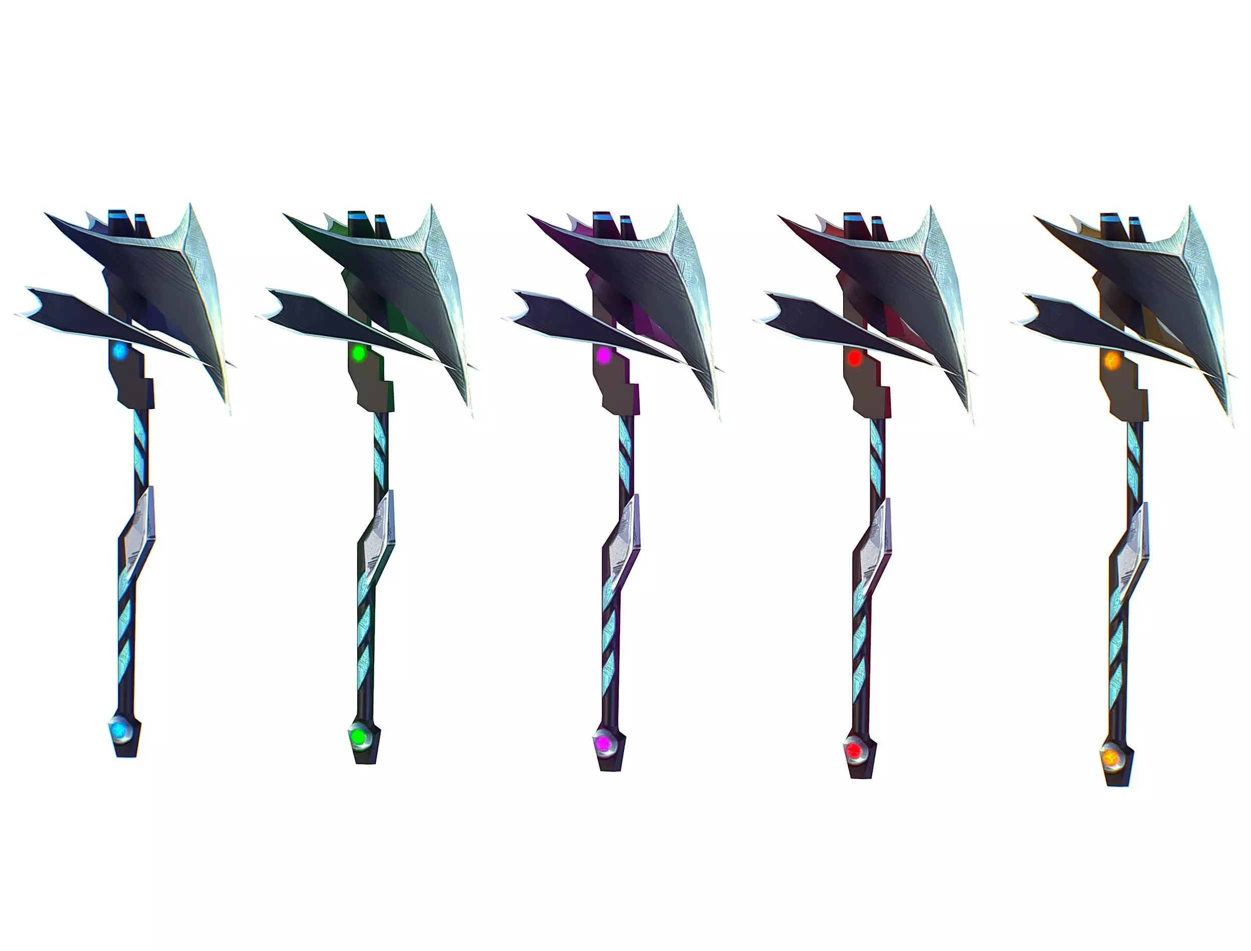 a set of cutting weapons Low-poly 3D model_0