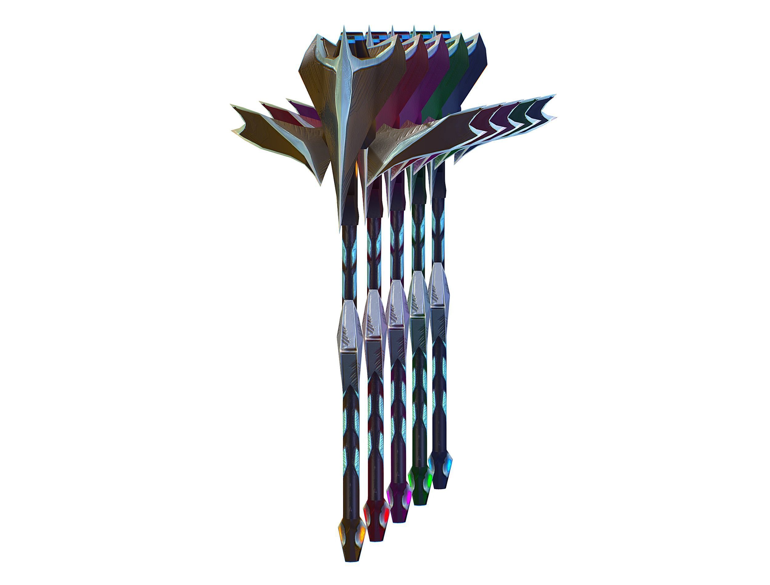 a set of cutting weapons Low-poly 3D model_4