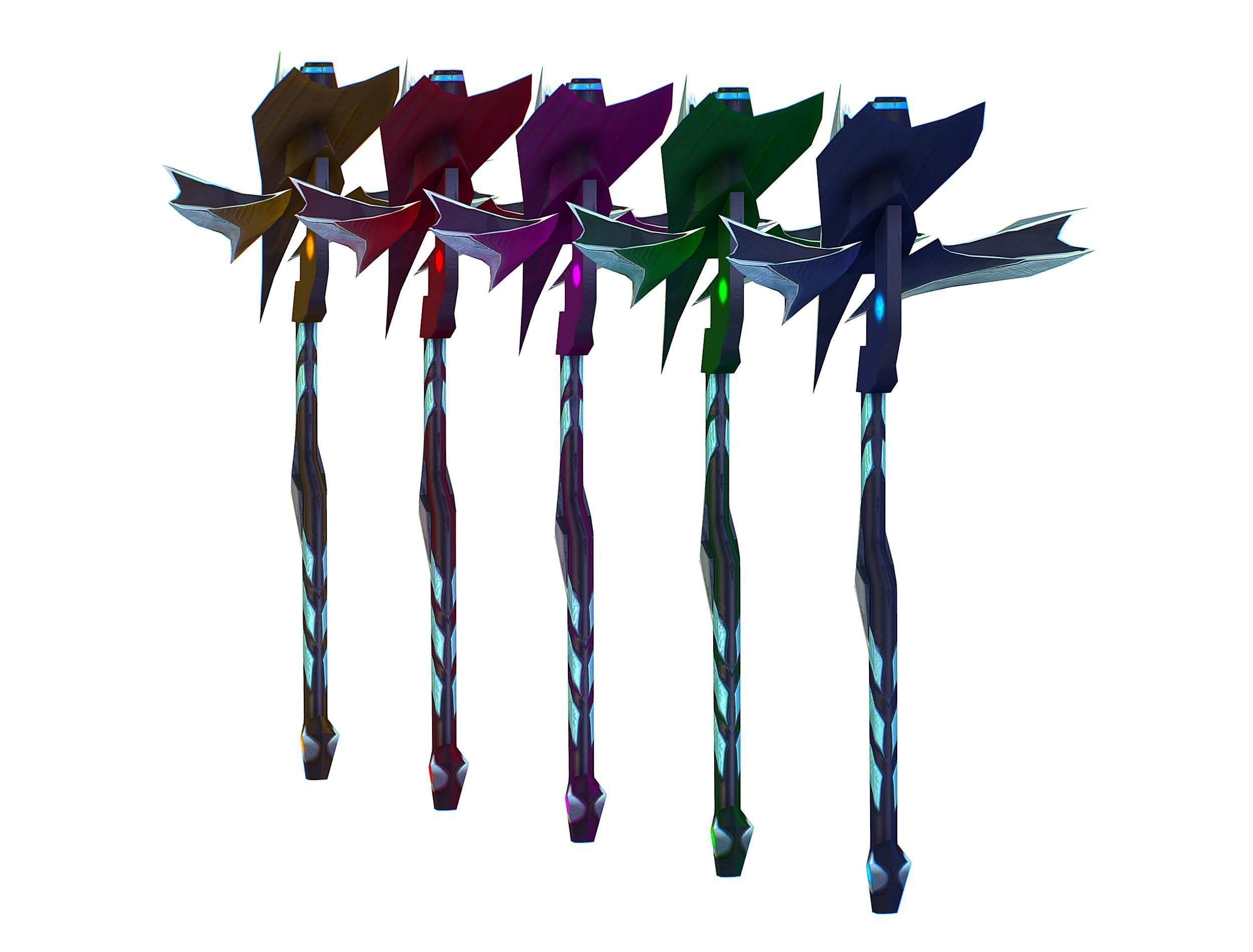 a set of cutting weapons Low-poly 3D model_10