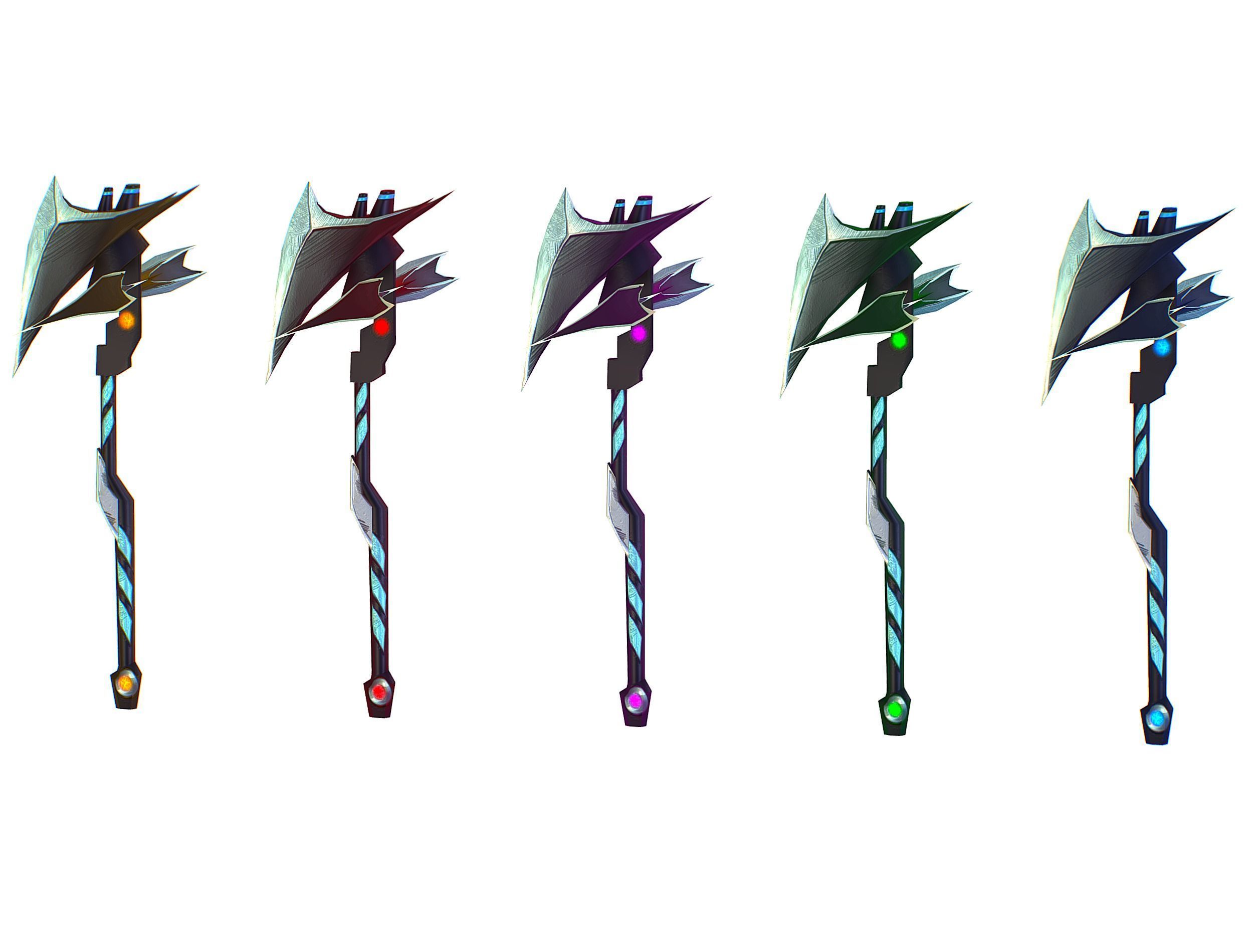 a set of cutting weapons Low-poly 3D model_8