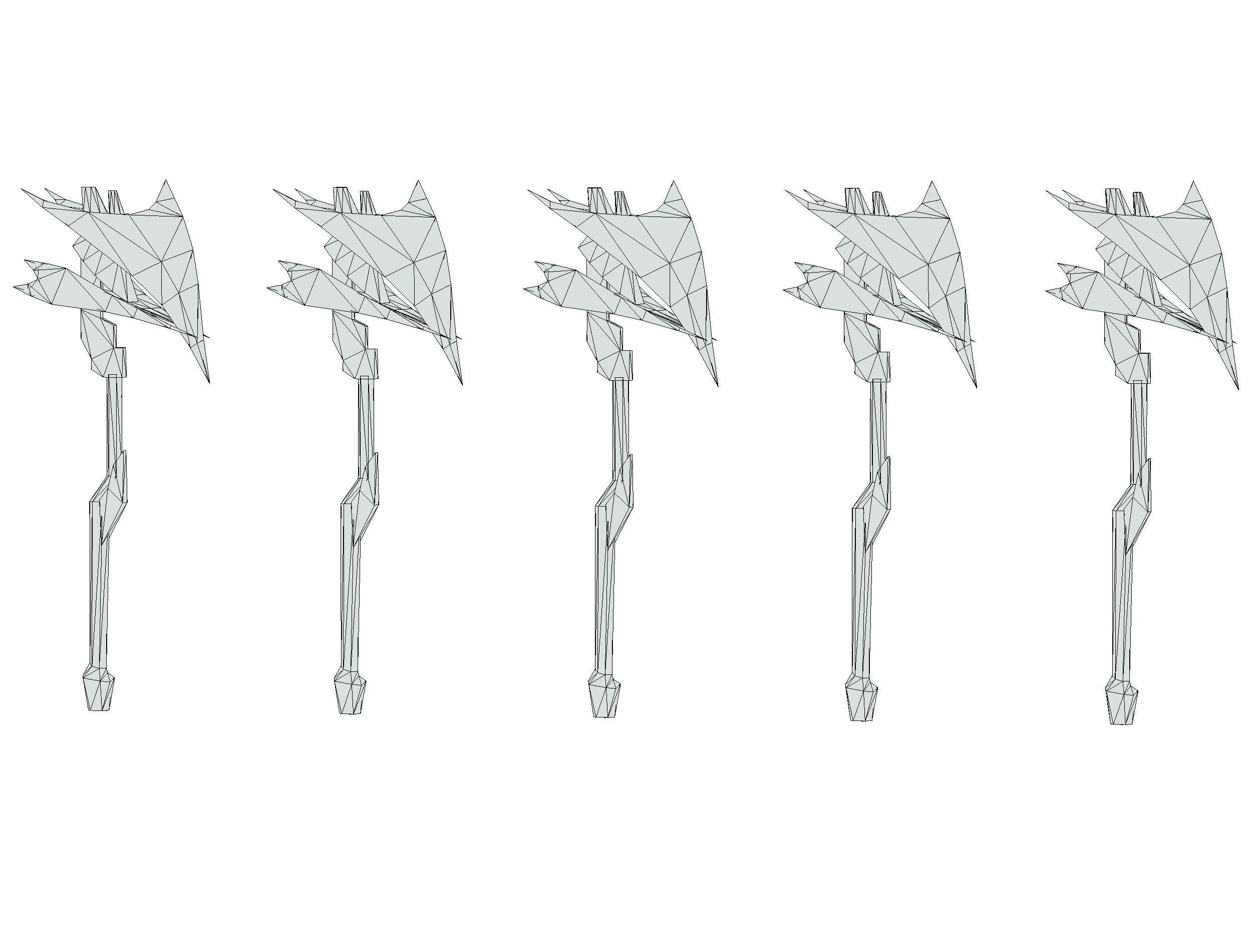 a set of cutting weapons Low-poly 3D model_19
