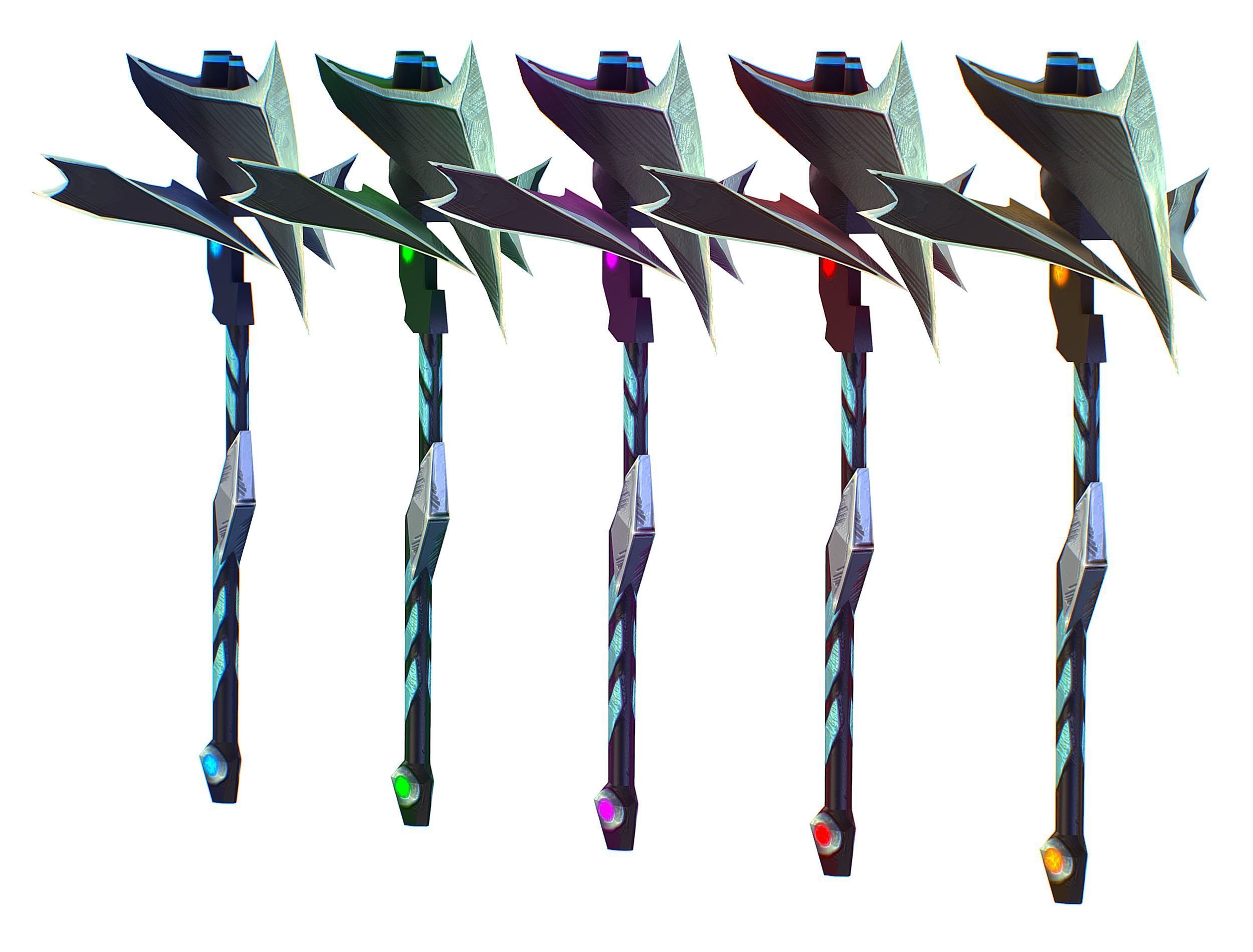 a set of cutting weapons Low-poly 3D model_2