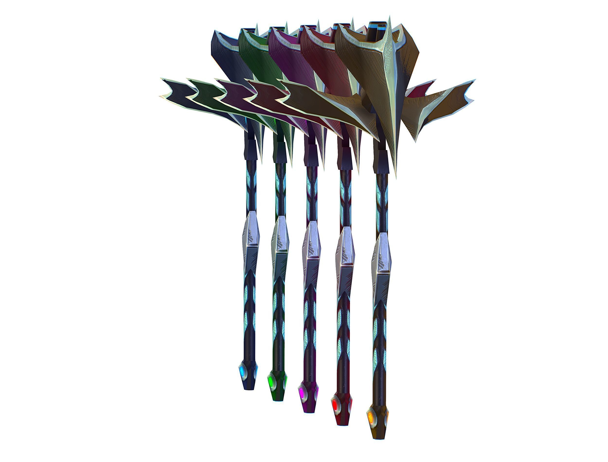 a set of cutting weapons Low-poly 3D model_3