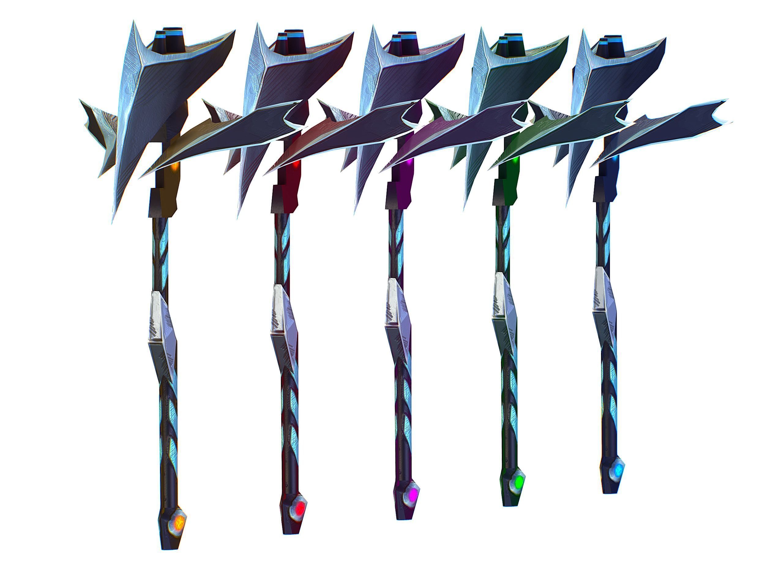 a set of cutting weapons Low-poly 3D model_5