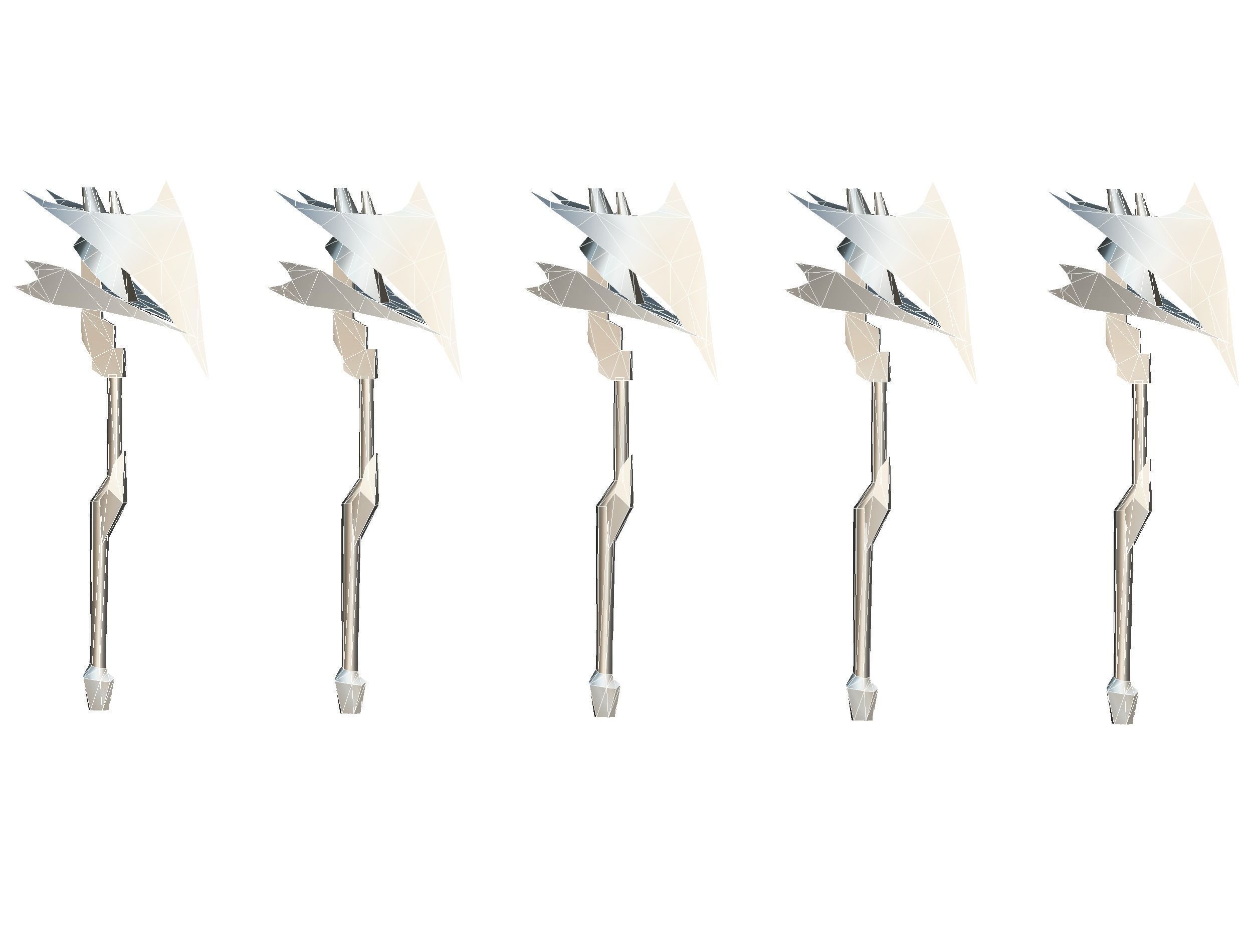 a set of cutting weapons Low-poly 3D model_17