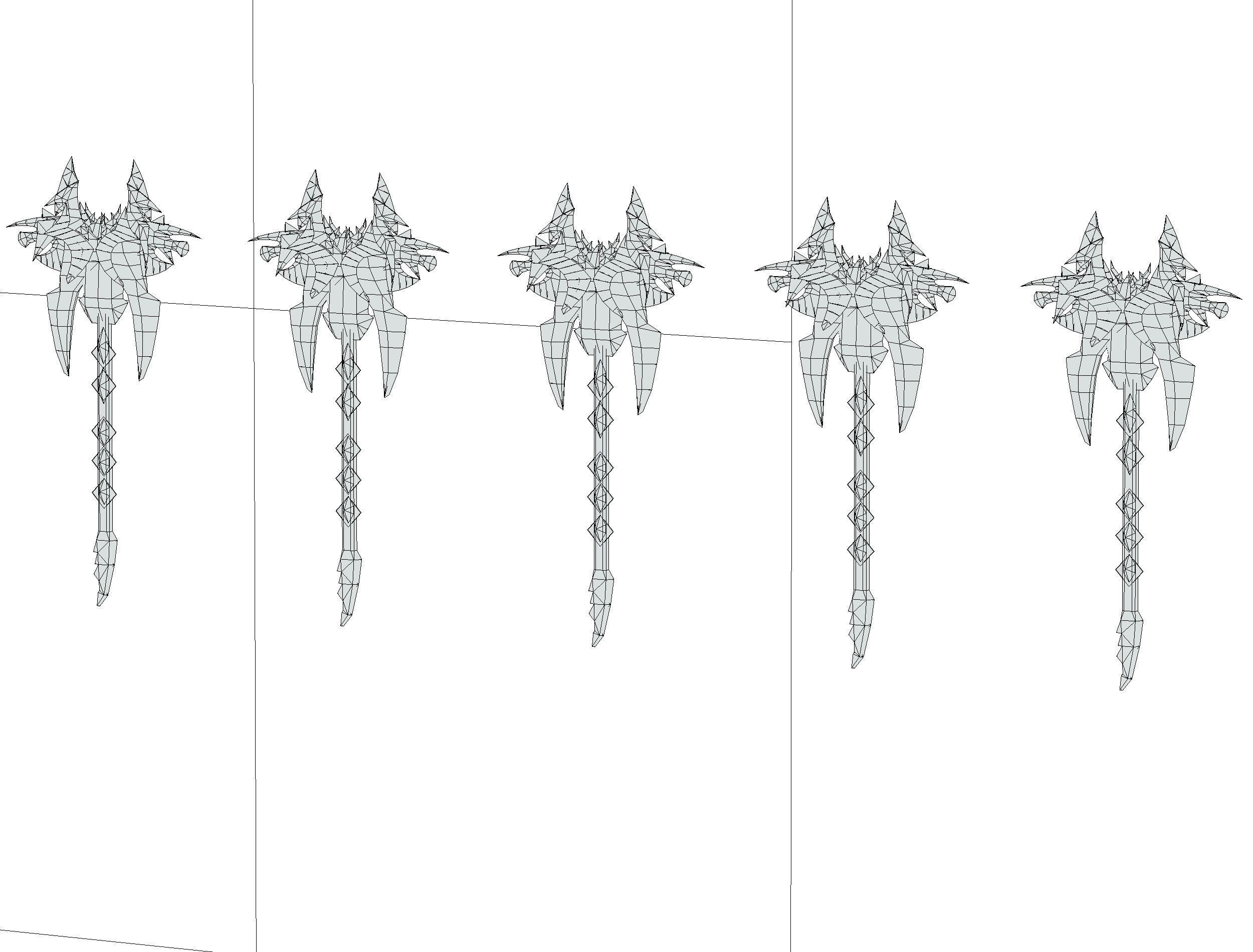 a set of cutting weapons Low-poly 3D model_21