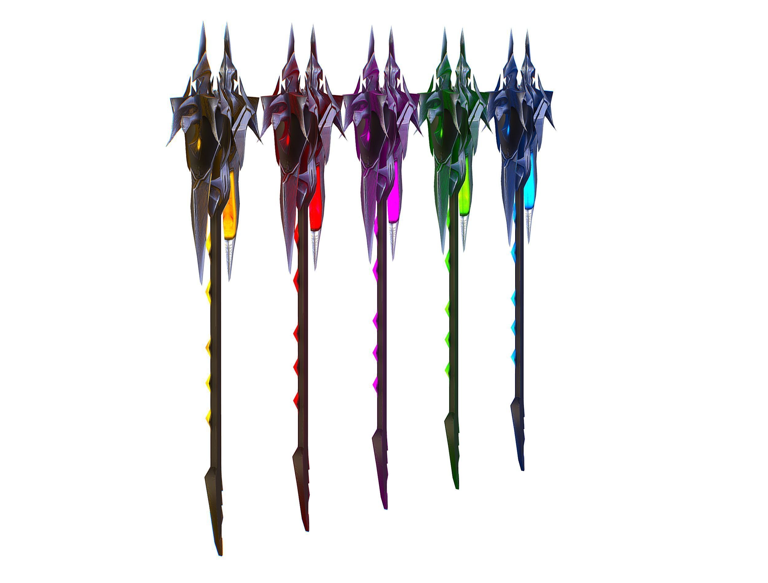 a set of cutting weapons Low-poly 3D model_7