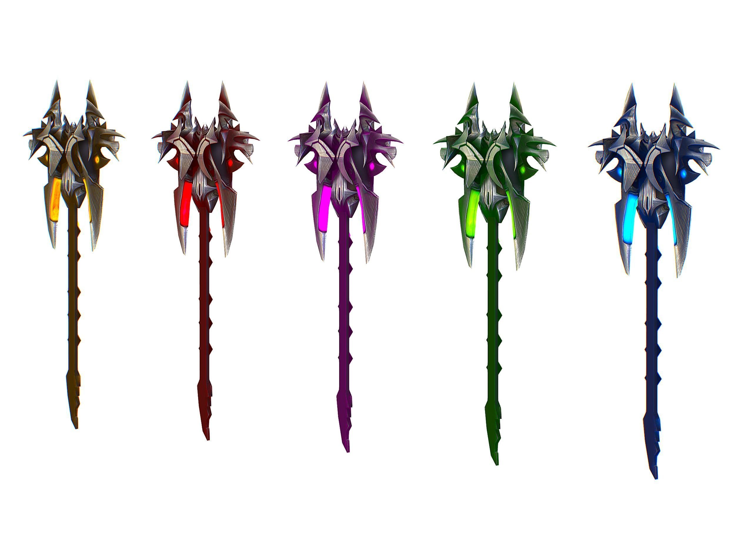 a set of cutting weapons Low-poly 3D model_12