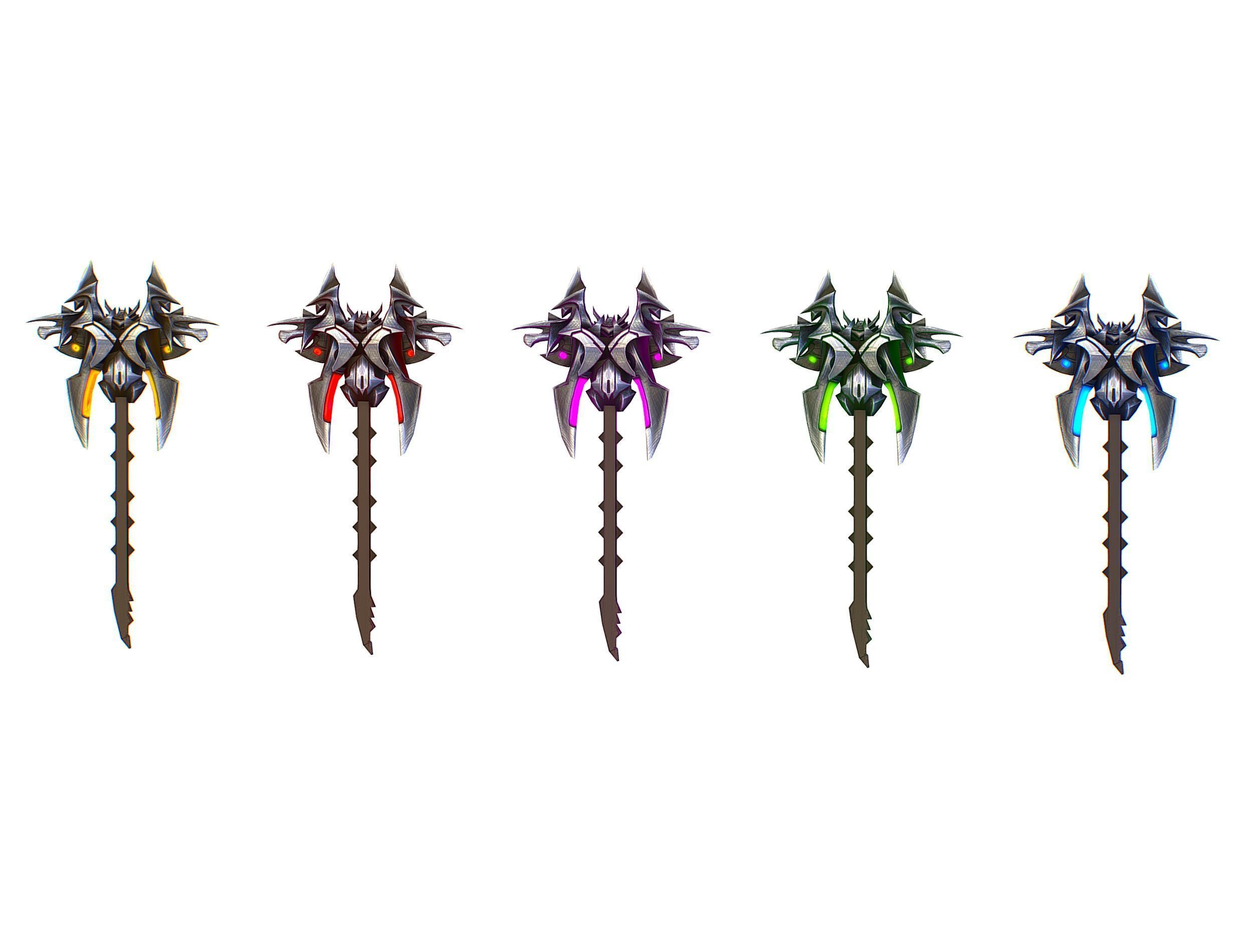 a set of cutting weapons Low-poly 3D model_11