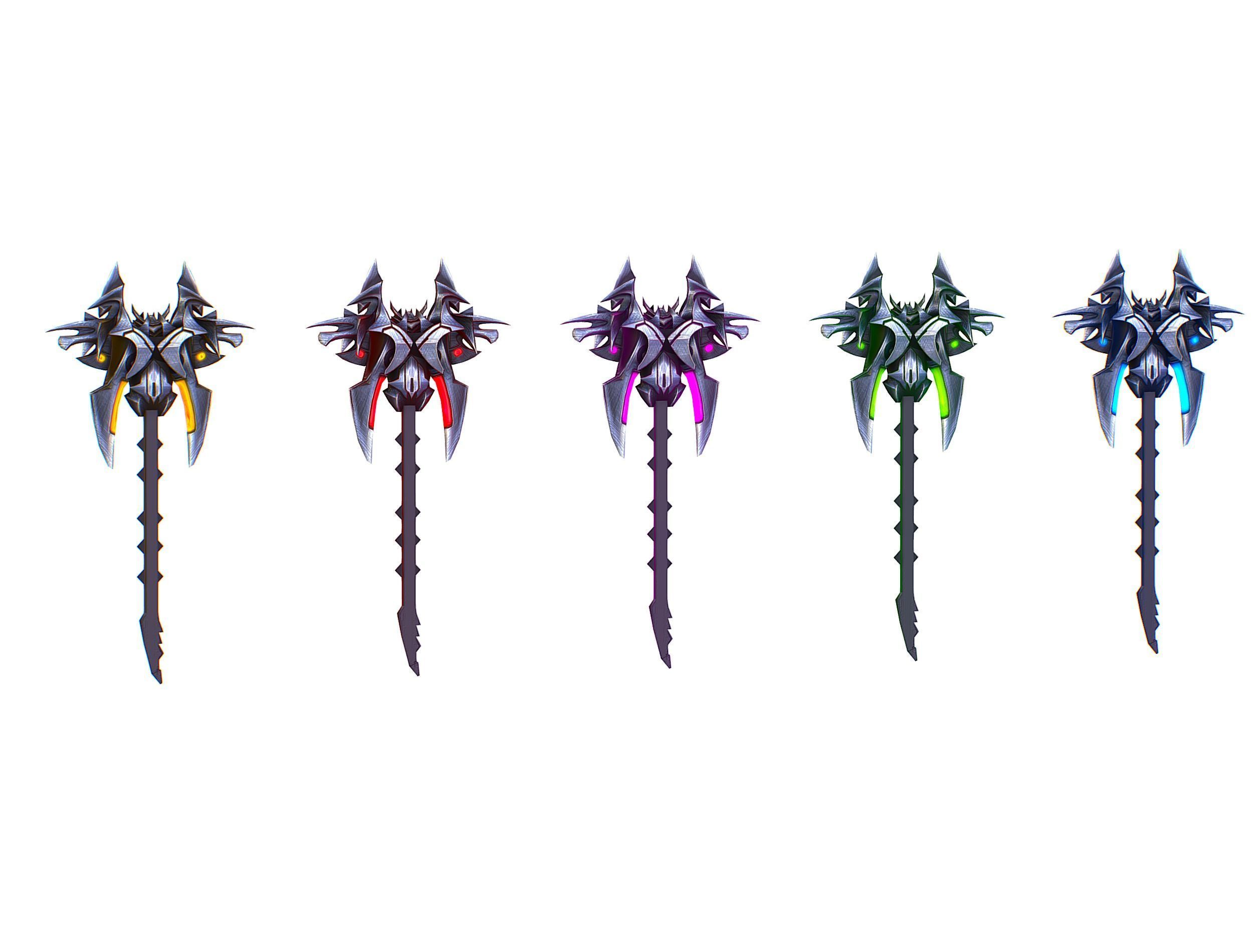 a set of cutting weapons Low-poly 3D model_10