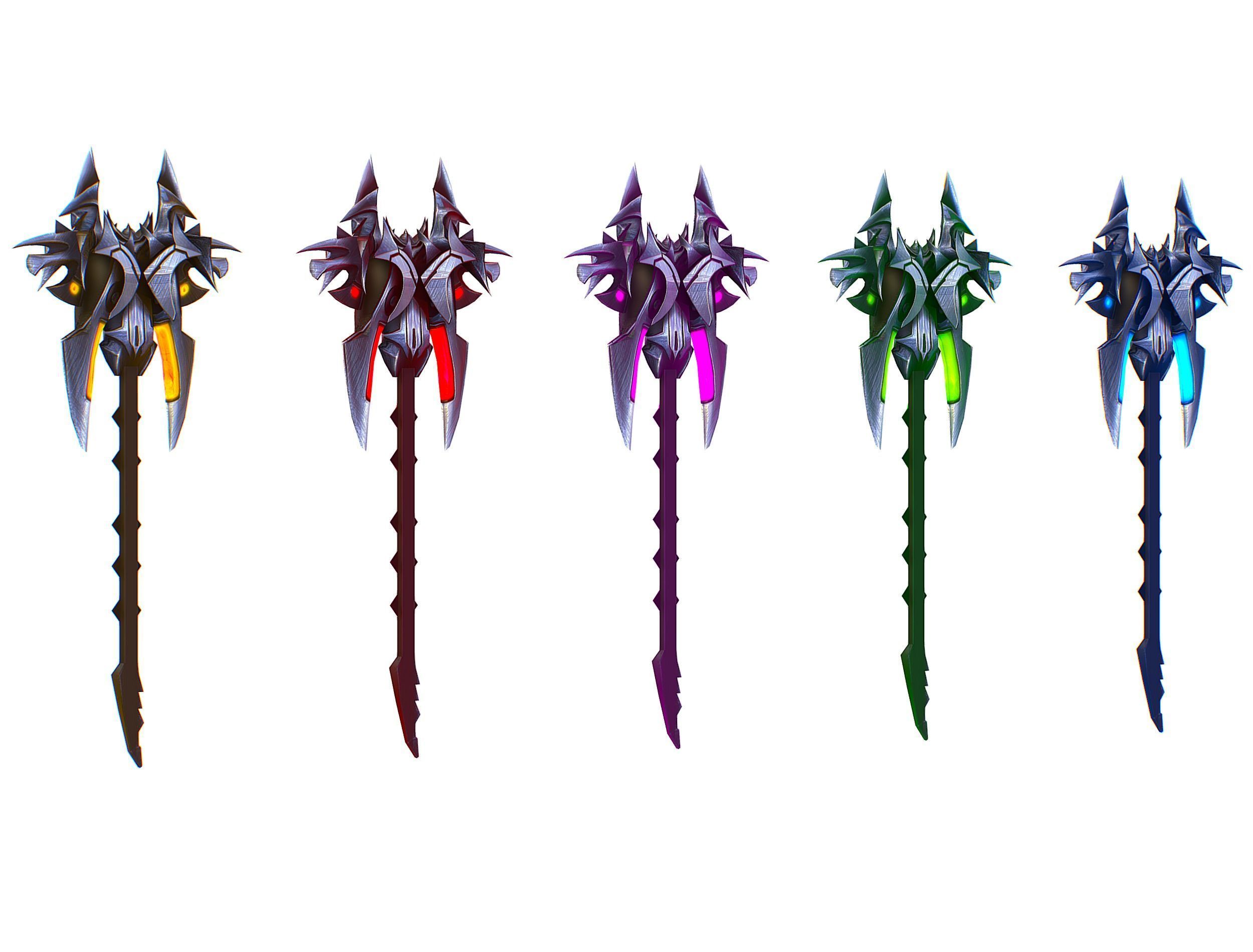 a set of cutting weapons Low-poly 3D model_9