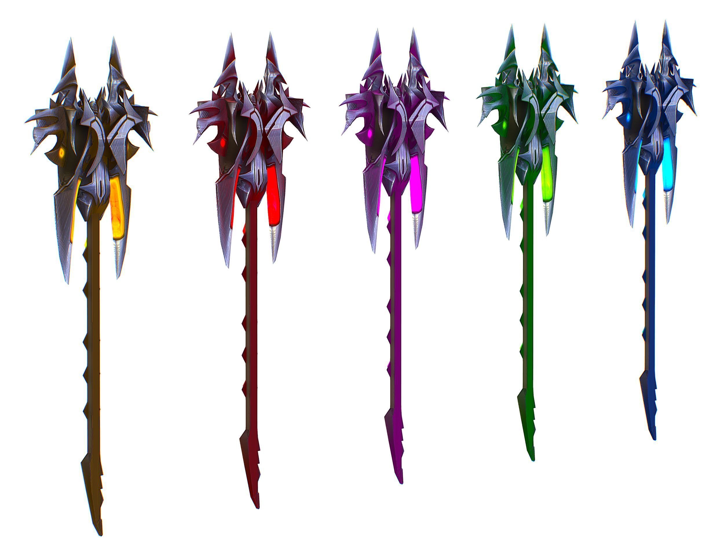 a set of cutting weapons Low-poly 3D model_8