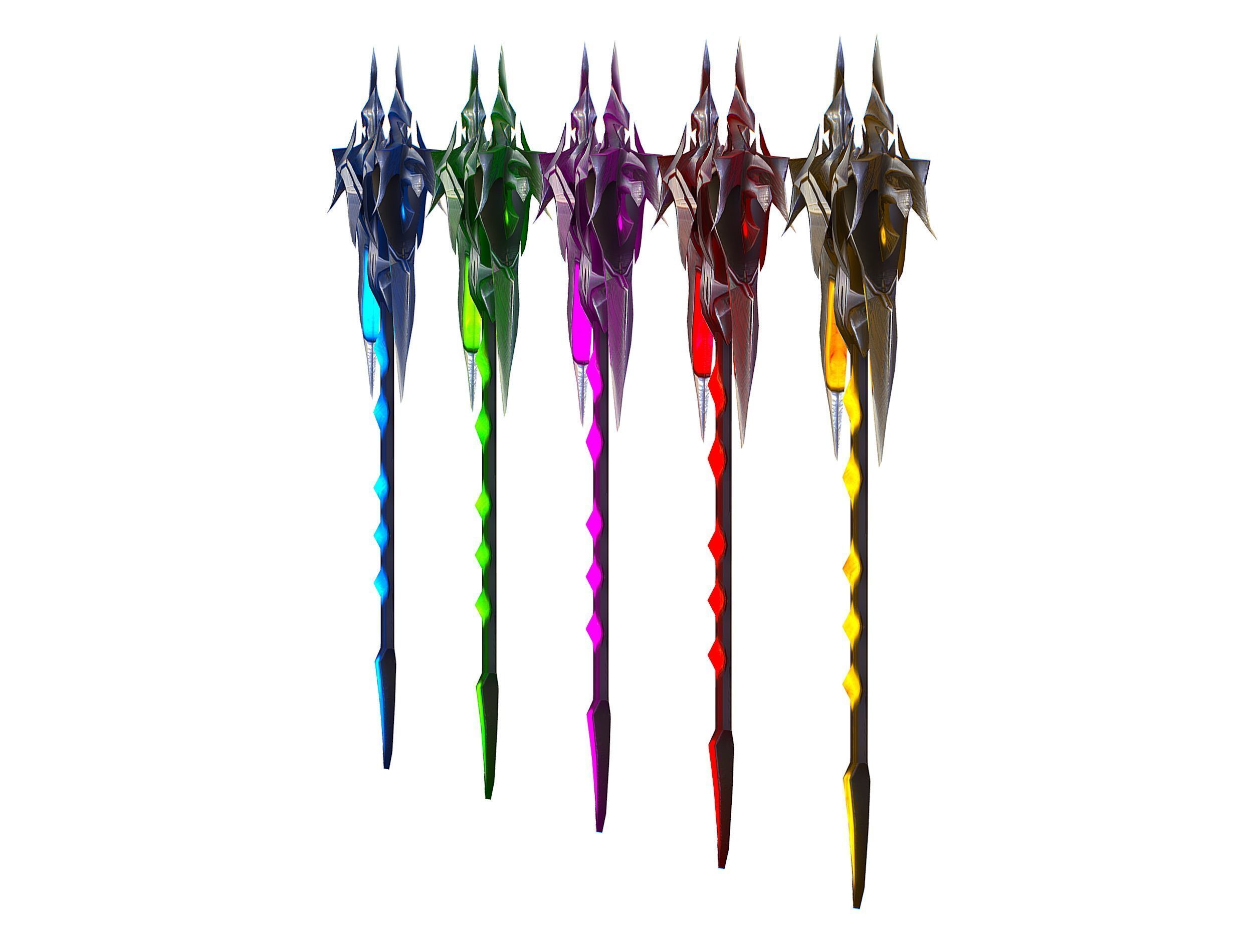 a set of cutting weapons Low-poly 3D model_4