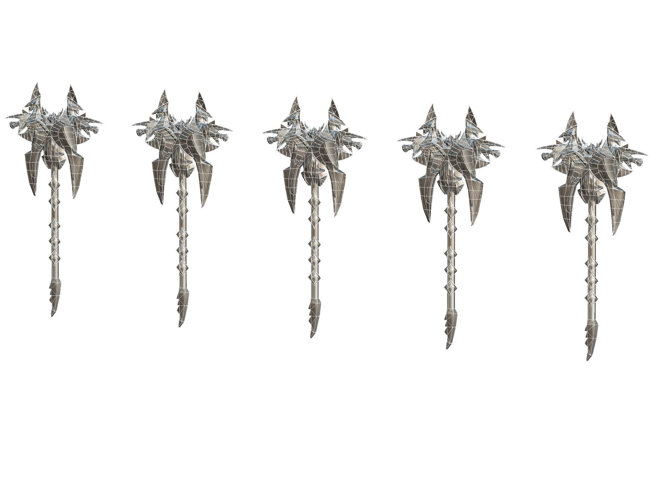 a set of cutting weapons Low-poly 3D model_19