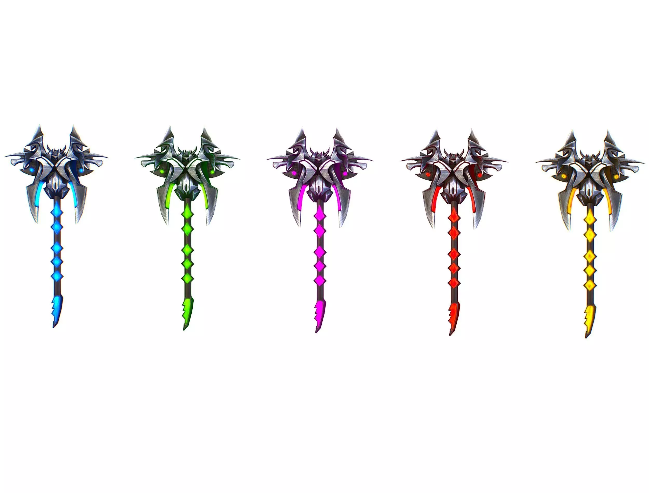 a set of cutting weapons Low-poly 3D model_0