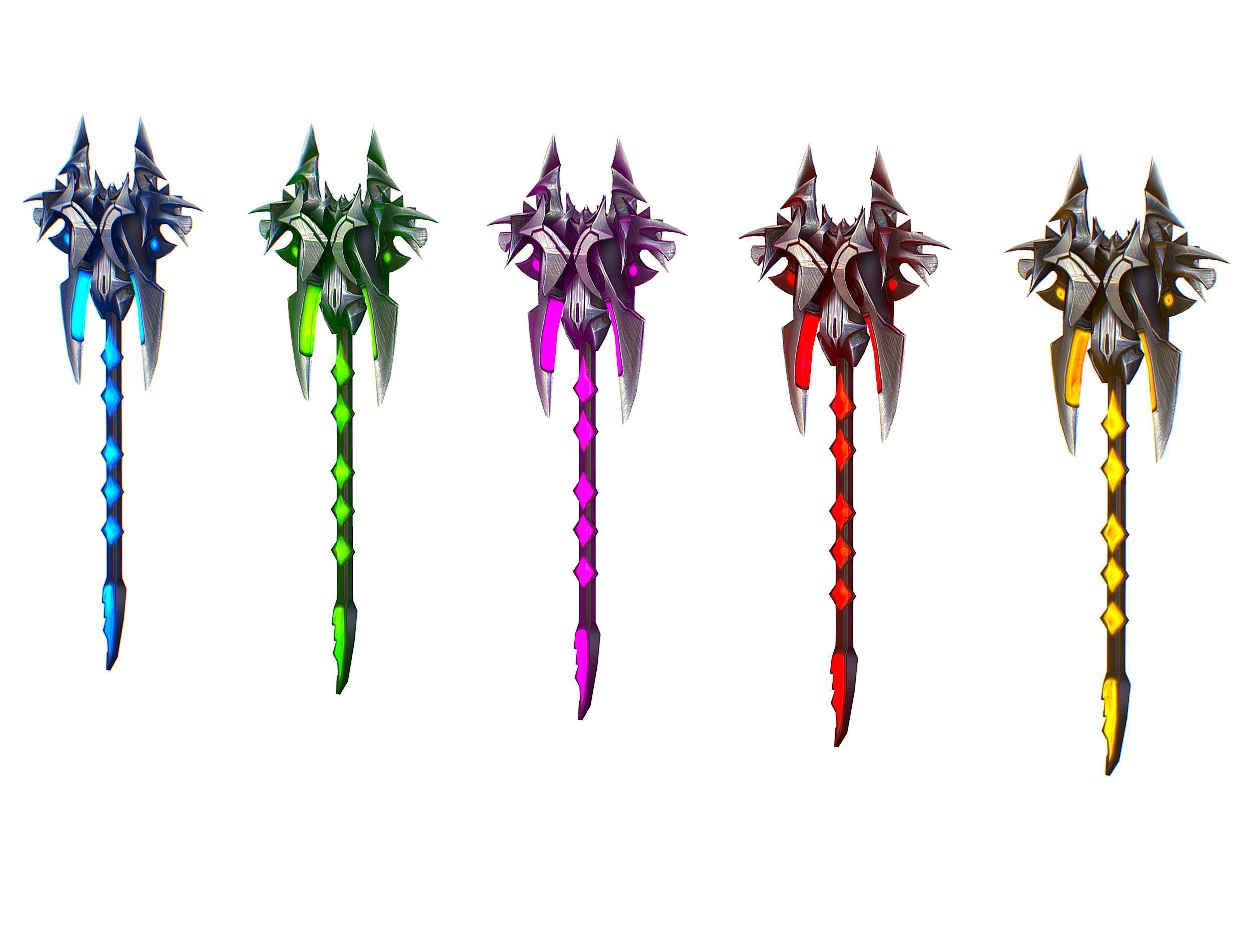 a set of cutting weapons Low-poly 3D model_2