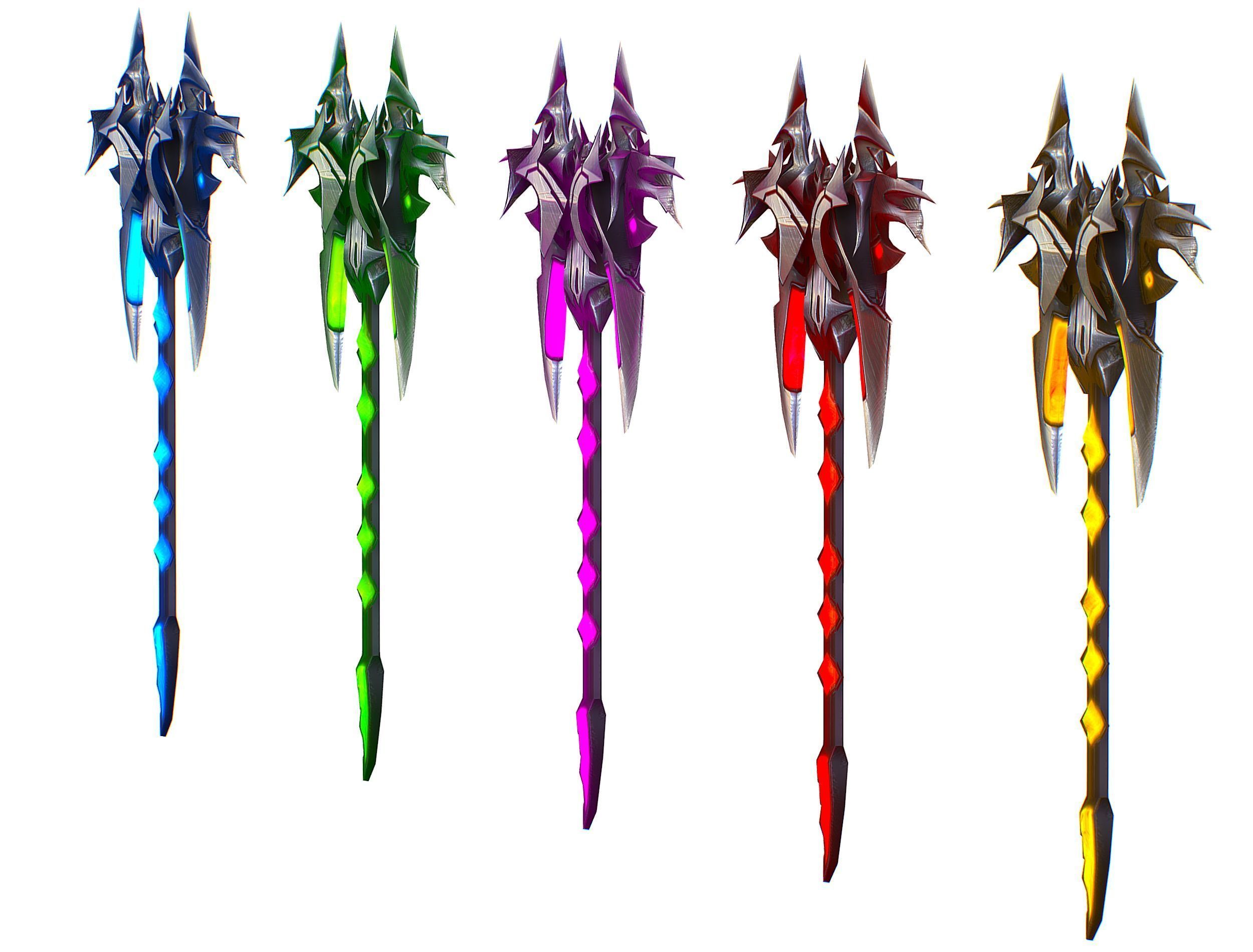 a set of cutting weapons Low-poly 3D model_3