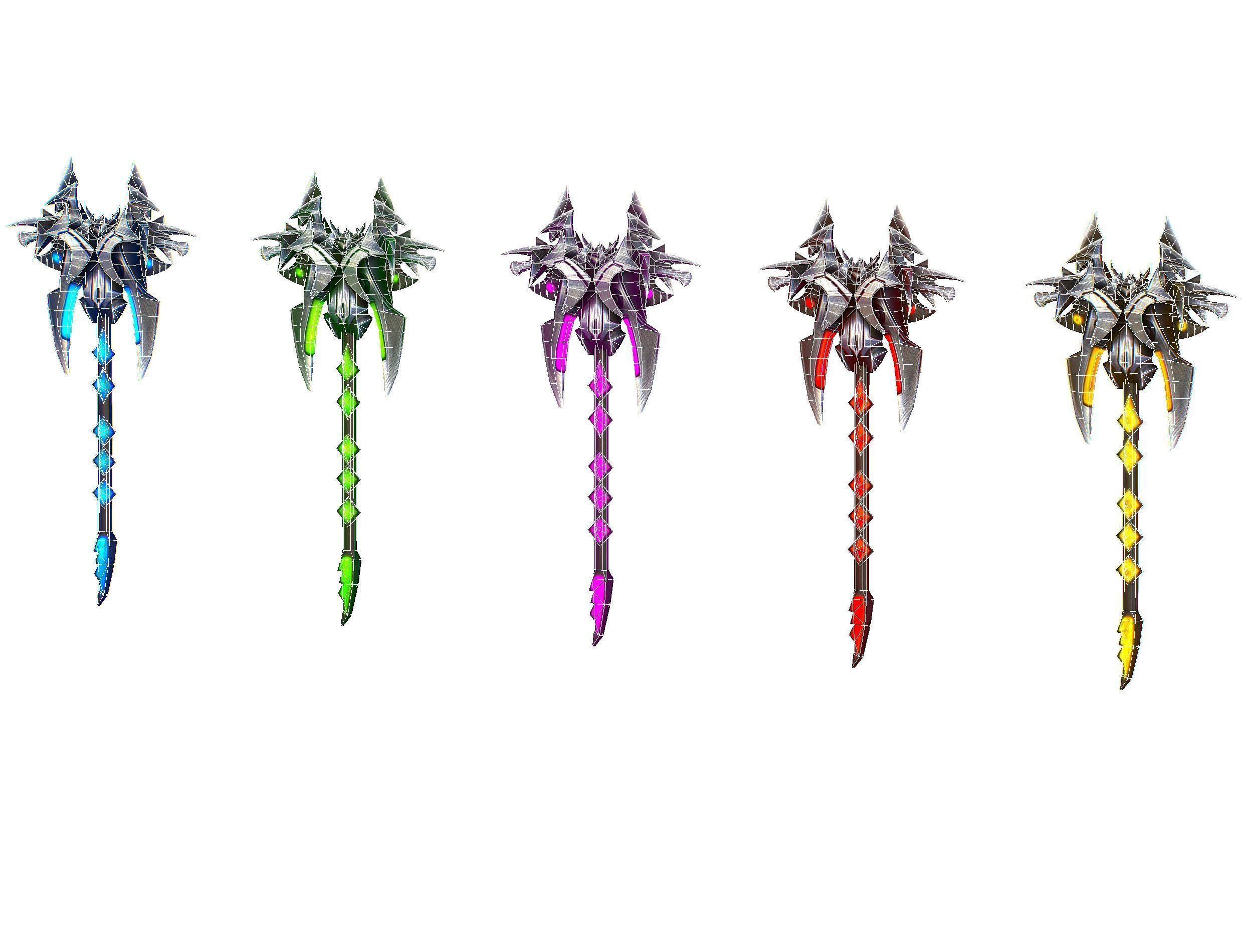 a set of cutting weapons Low-poly 3D model_17