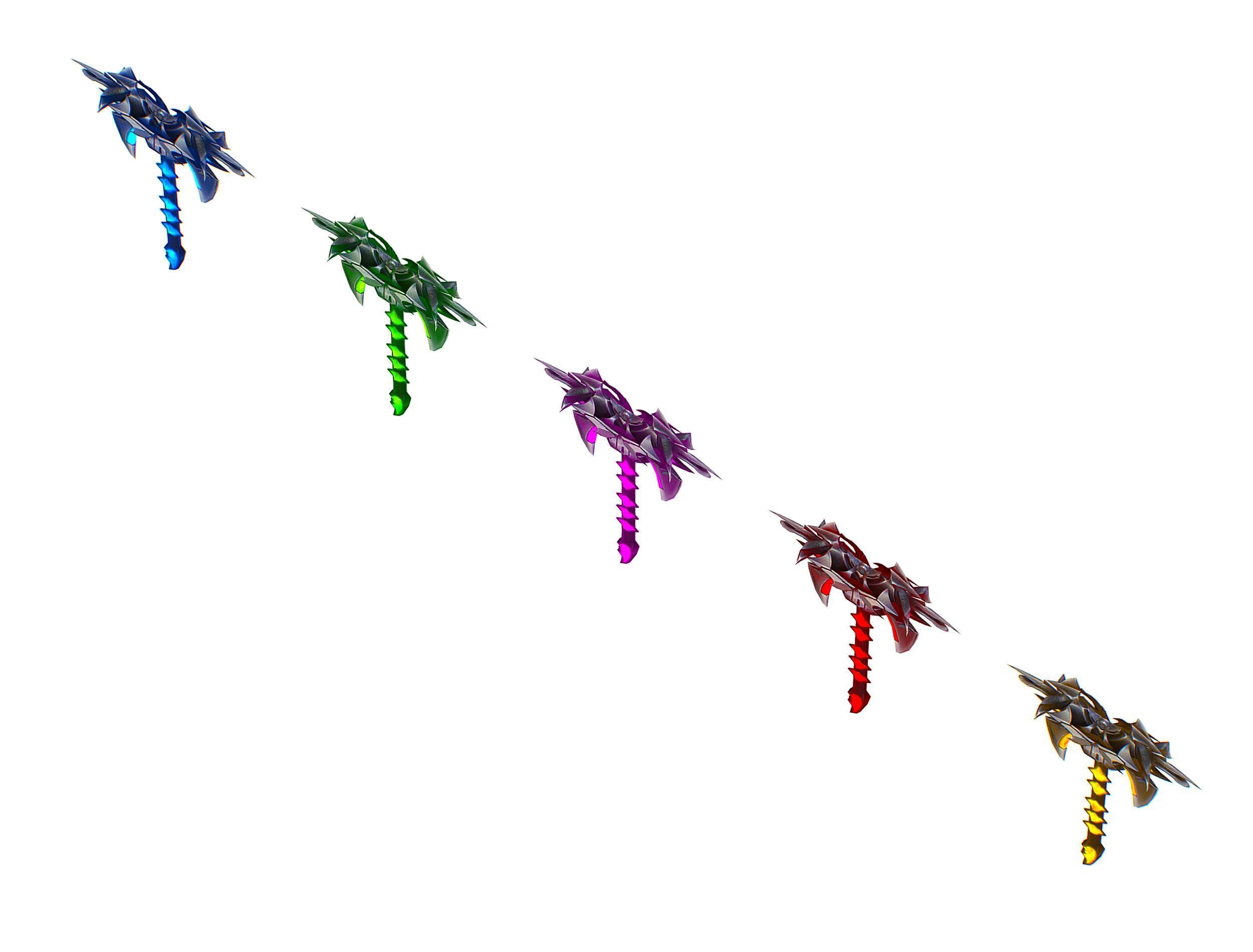 a set of cutting weapons Low-poly 3D model_16