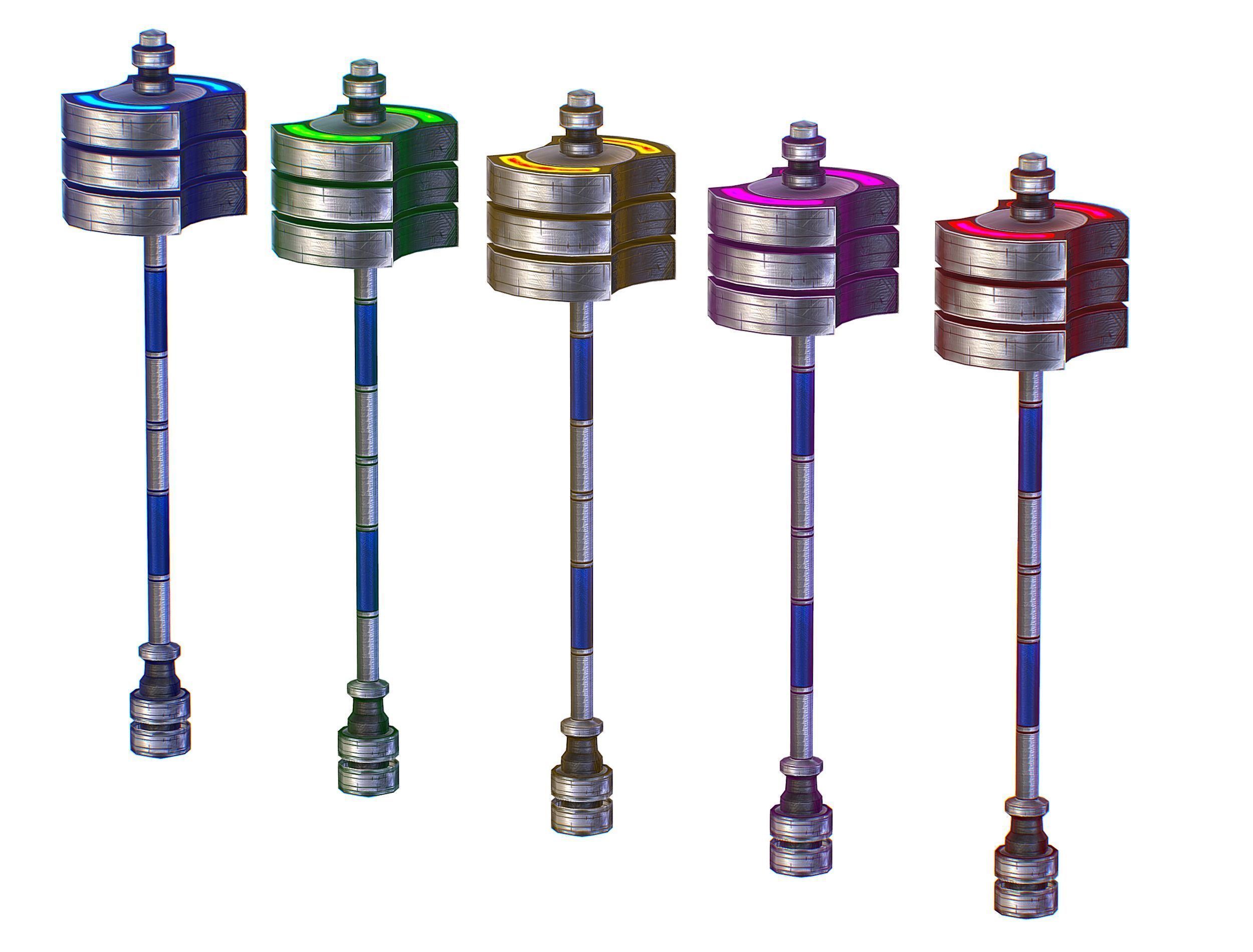 a set of cutting weapons - Sledgehammer Low-poly 3D model_3