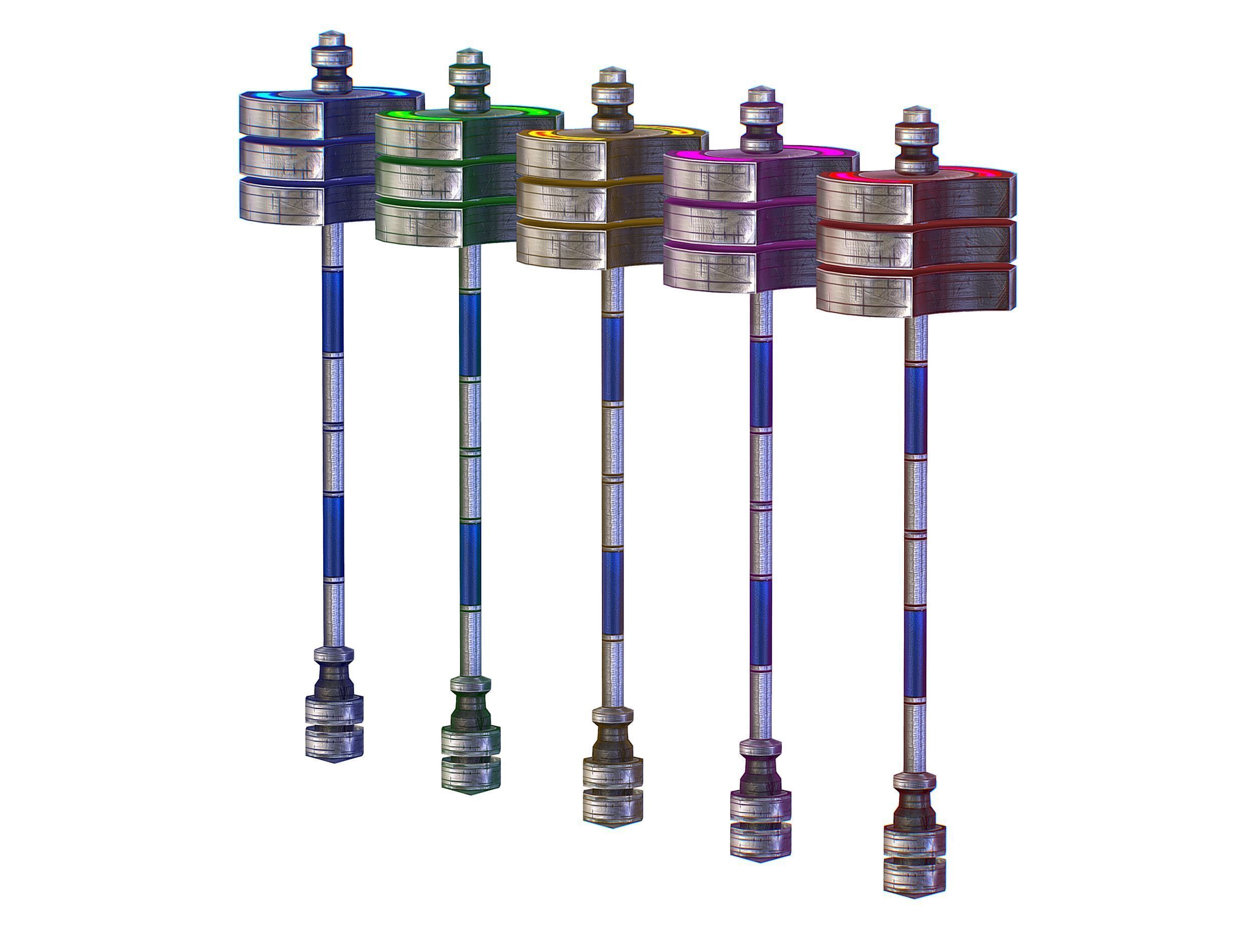 a set of cutting weapons - Sledgehammer Low-poly 3D model_4