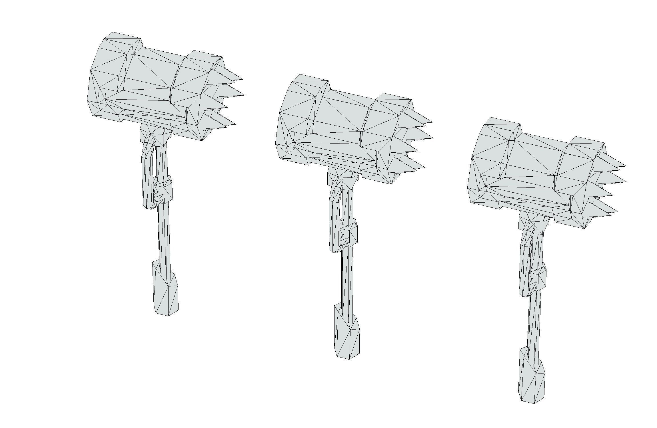a set of cutting weapons - Sledgehammer Low-poly 3D model_20