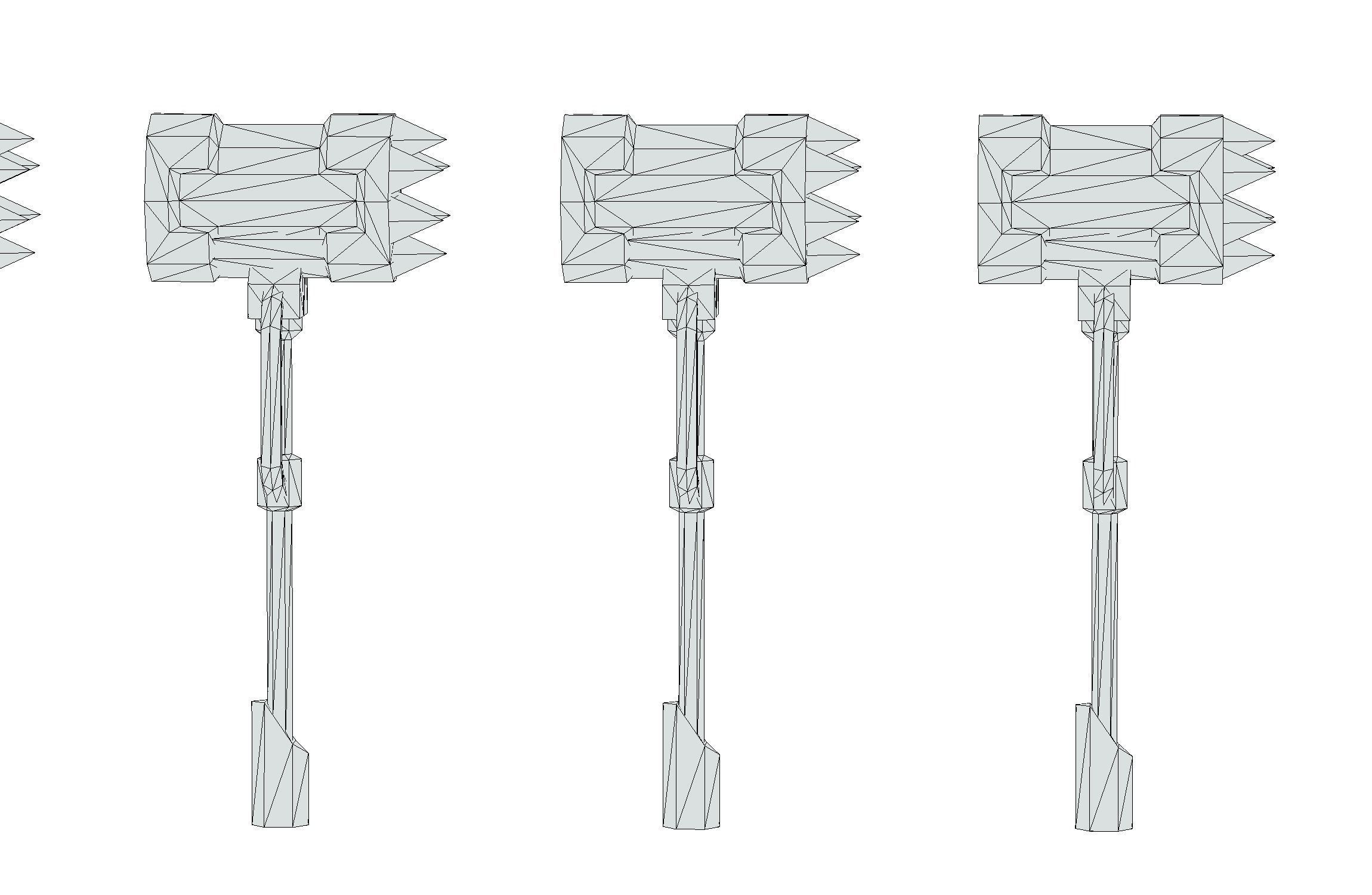 a set of cutting weapons - Sledgehammer Low-poly 3D model_19
