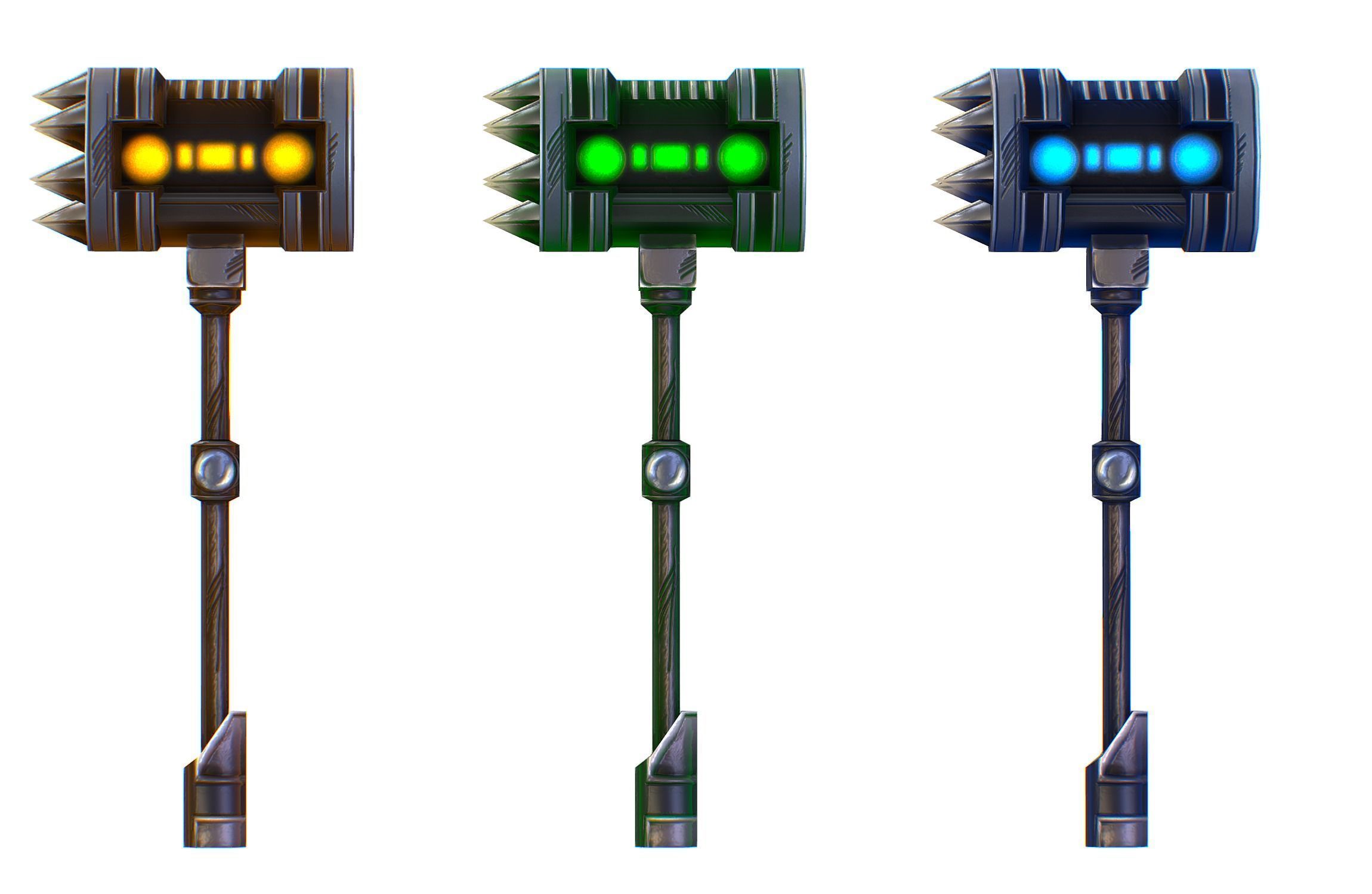 a set of cutting weapons - Sledgehammer Low-poly 3D model_3