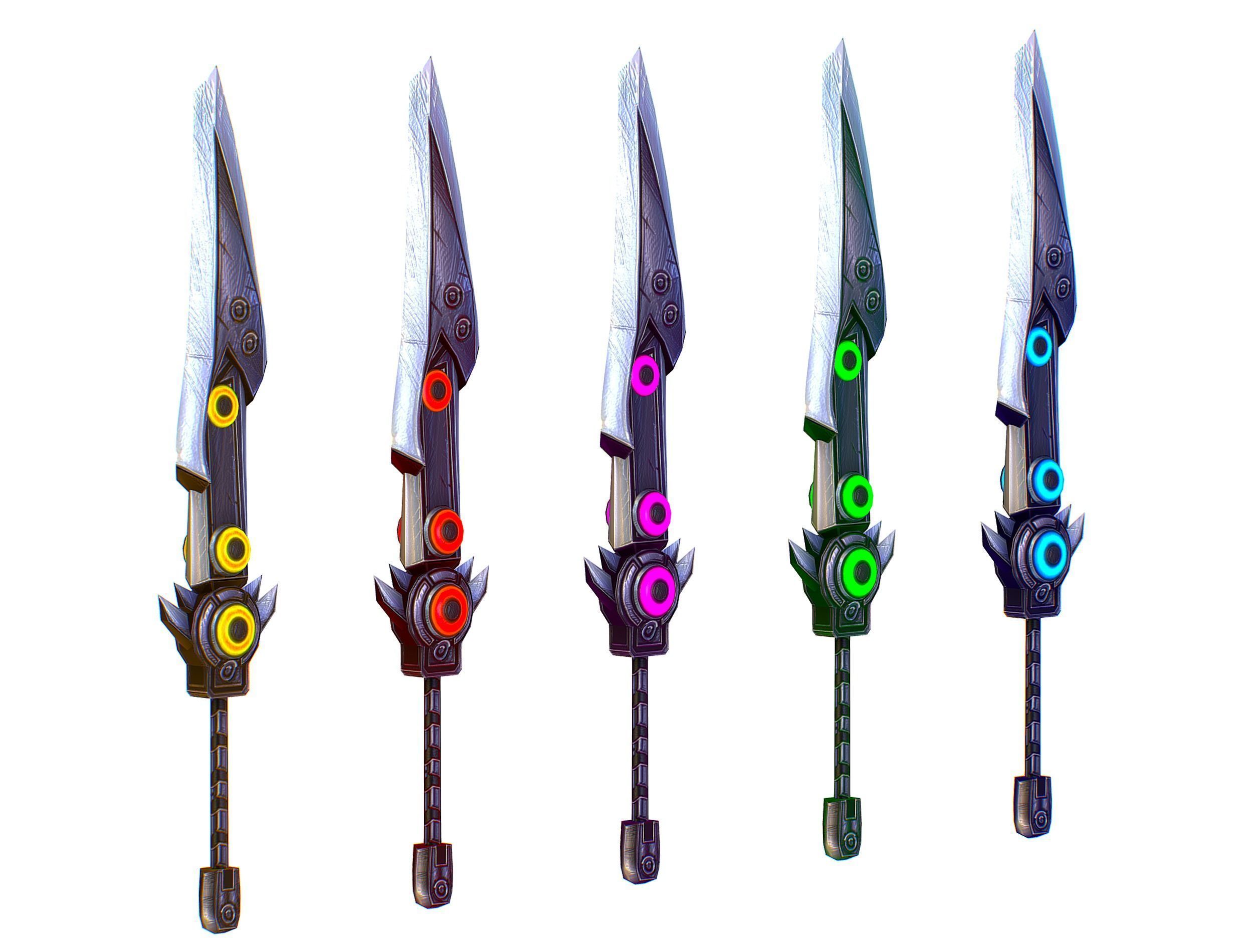 a set of cutting weapons Low-poly 3D model_8