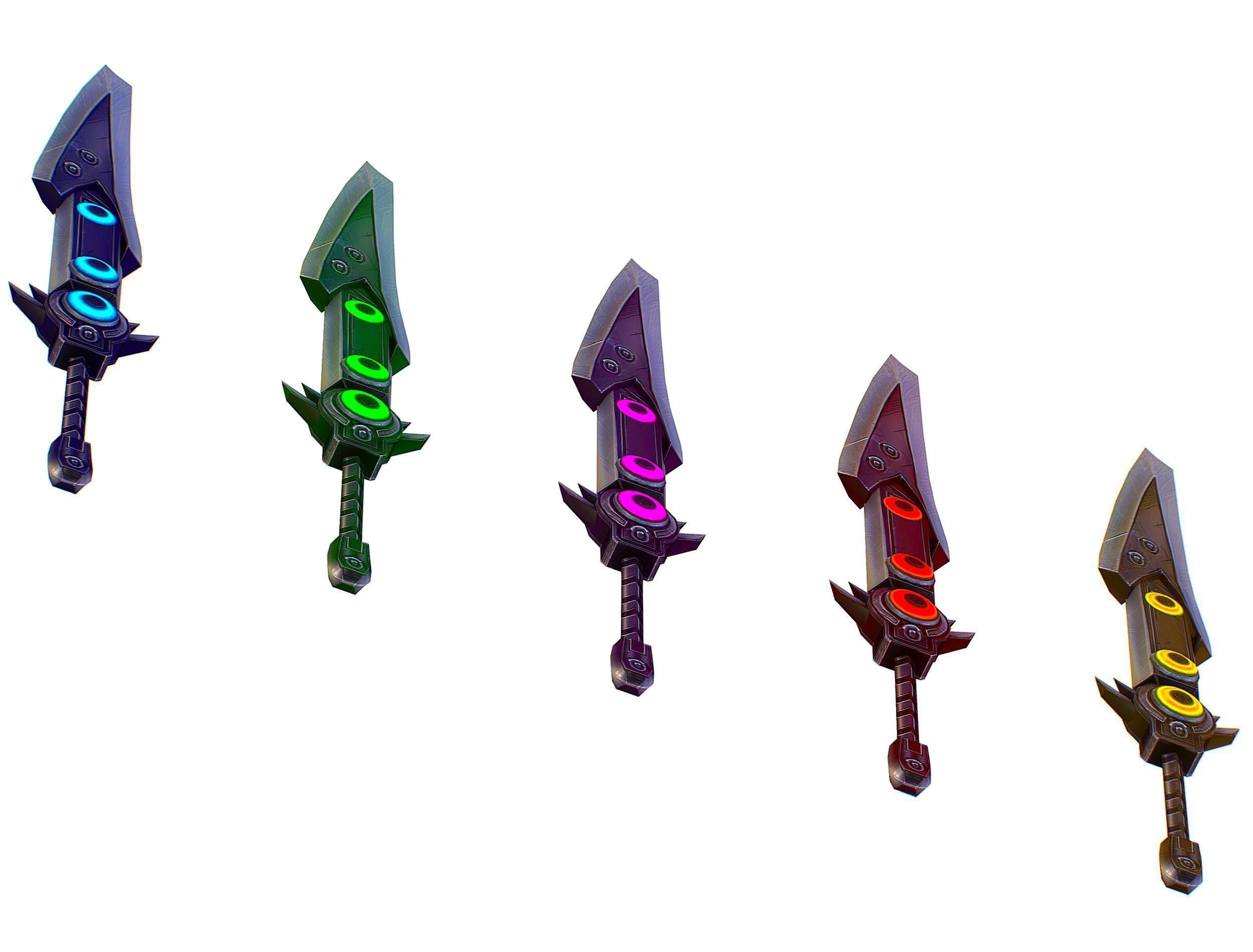 a set of cutting weapons Low-poly 3D model_11