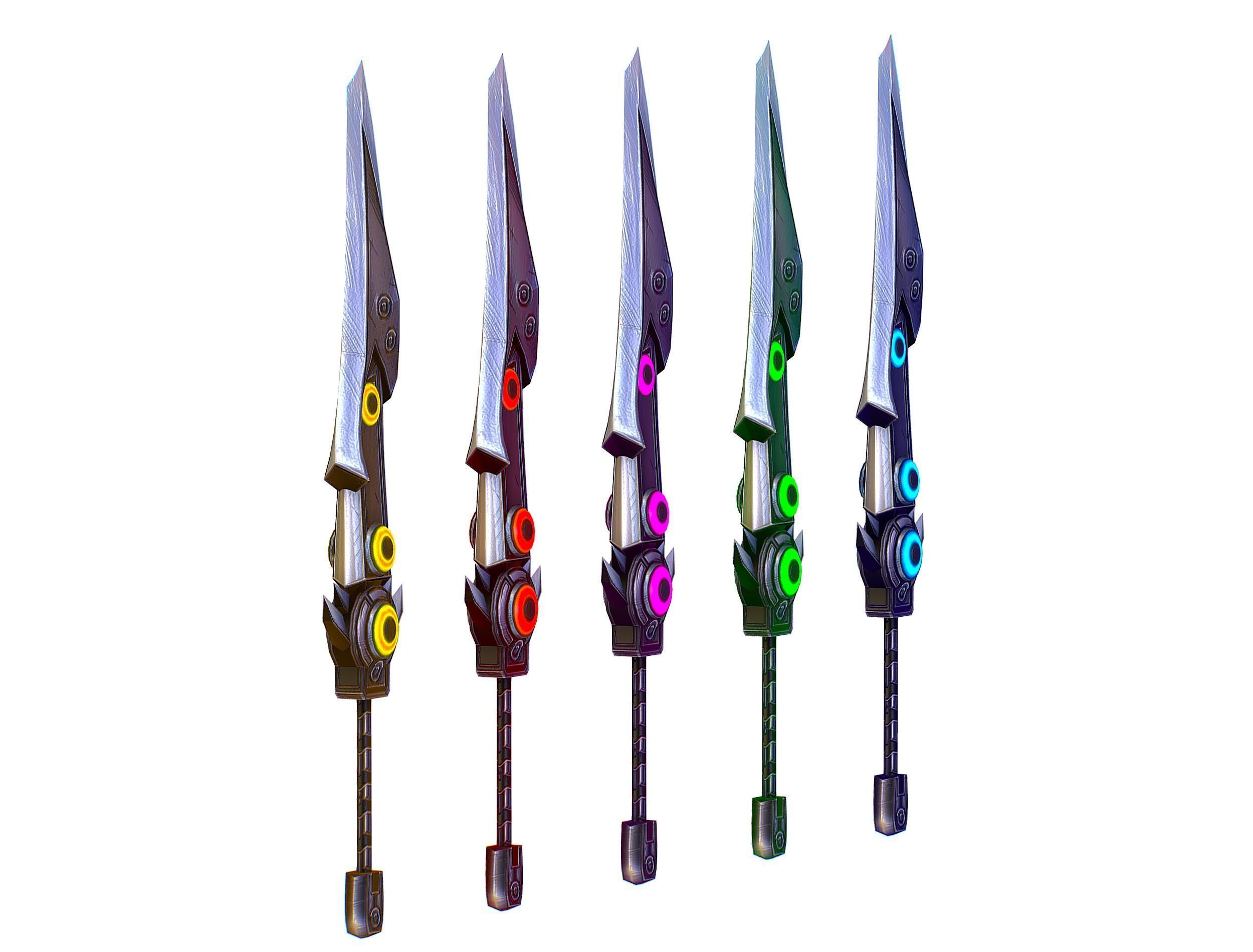 a set of cutting weapons Low-poly 3D model_7