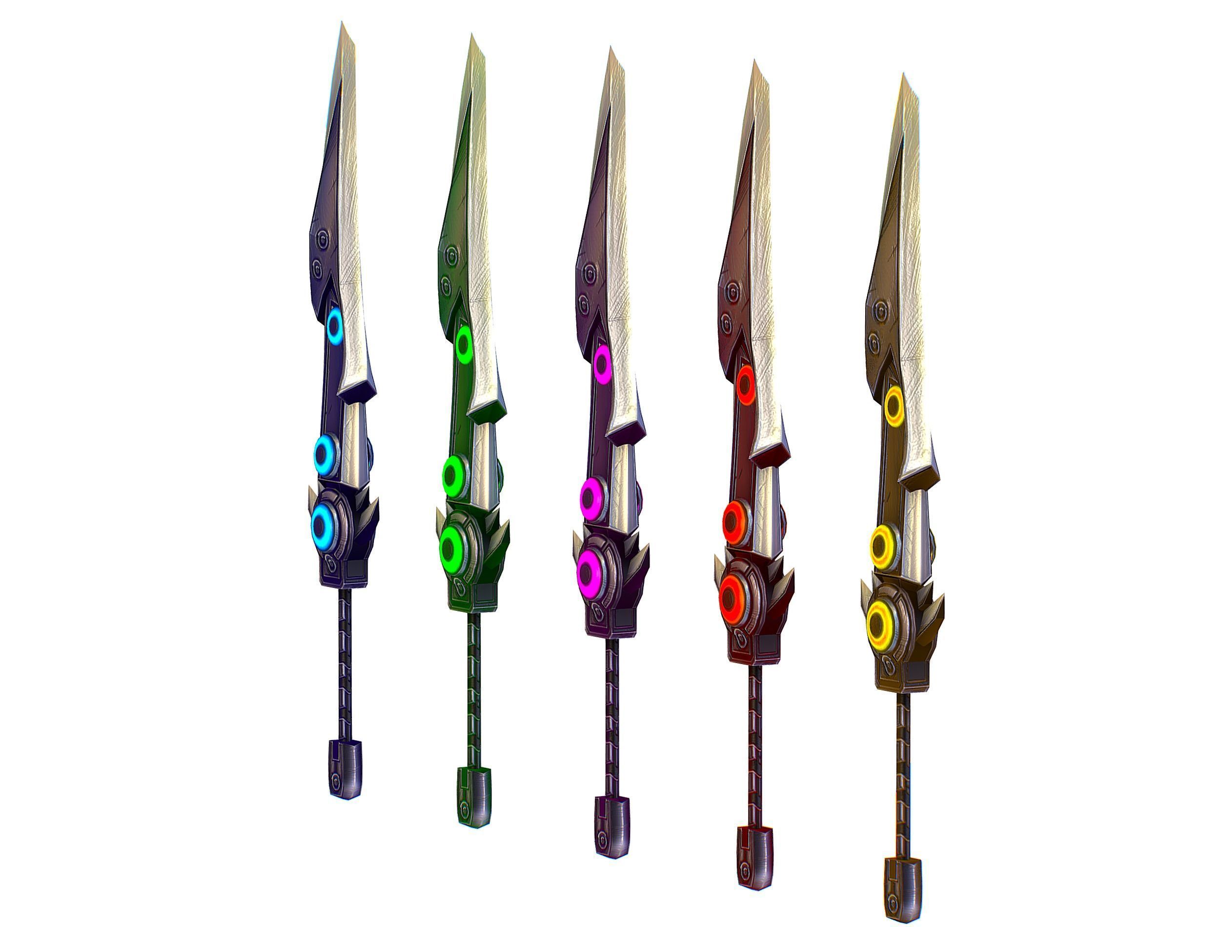 a set of cutting weapons Low-poly 3D model_3