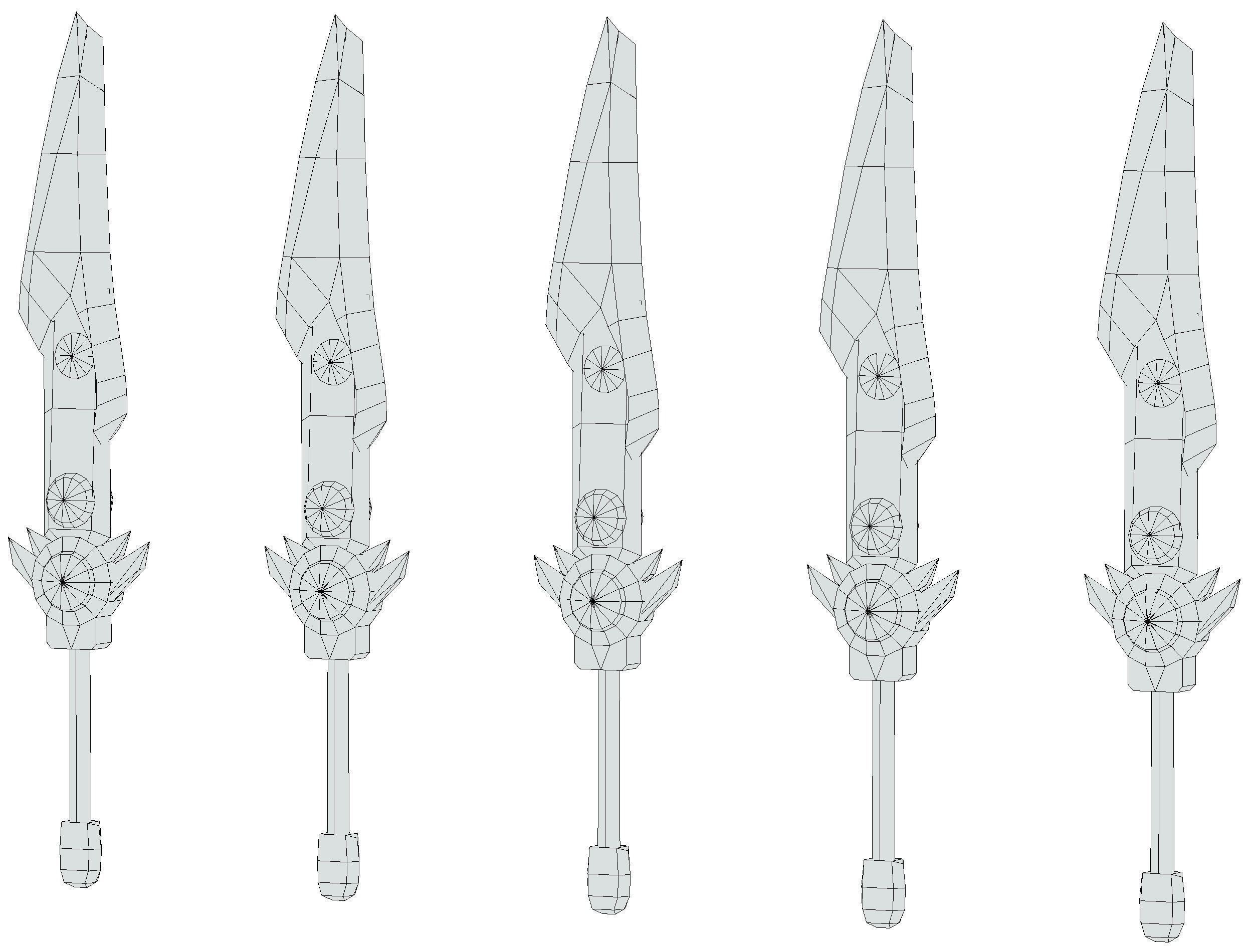 a set of cutting weapons Low-poly 3D model_20