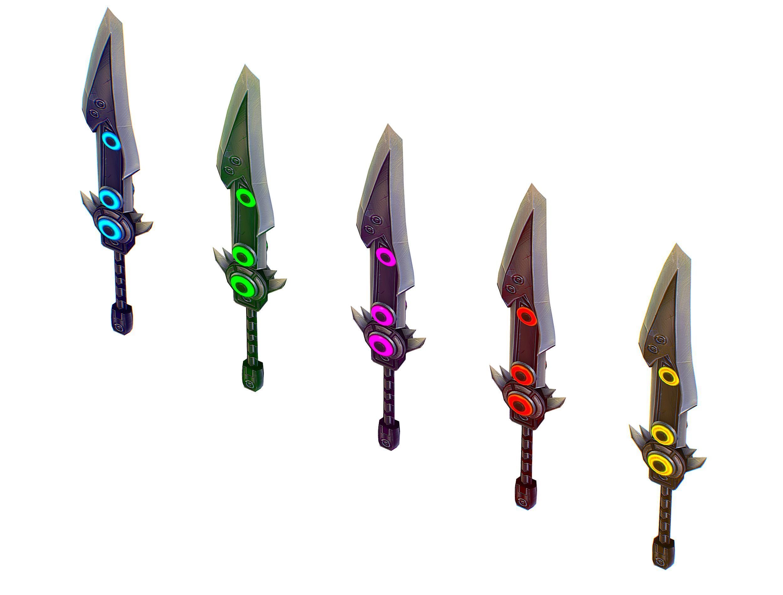 a set of cutting weapons Low-poly 3D model_10