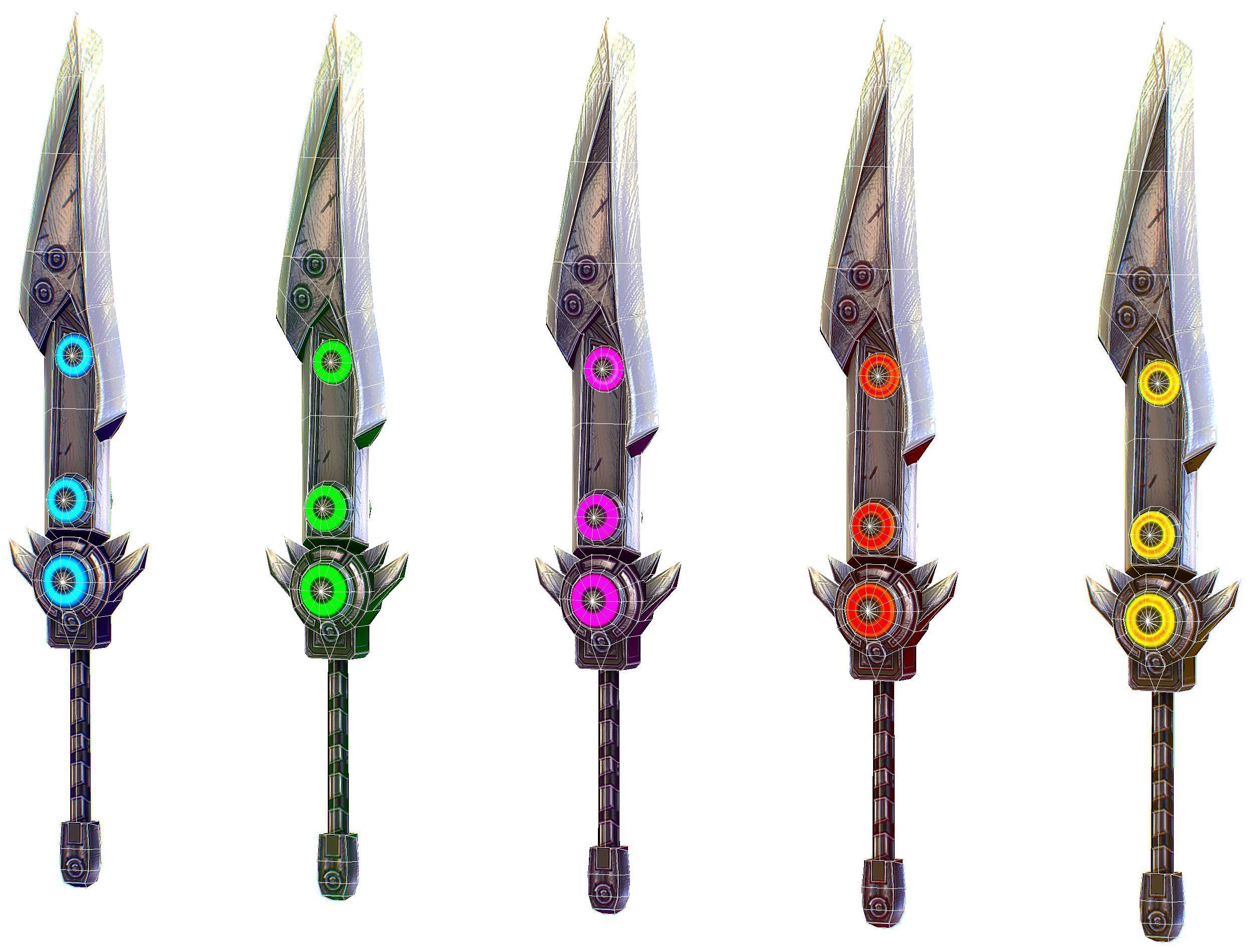 a set of cutting weapons Low-poly 3D model_17