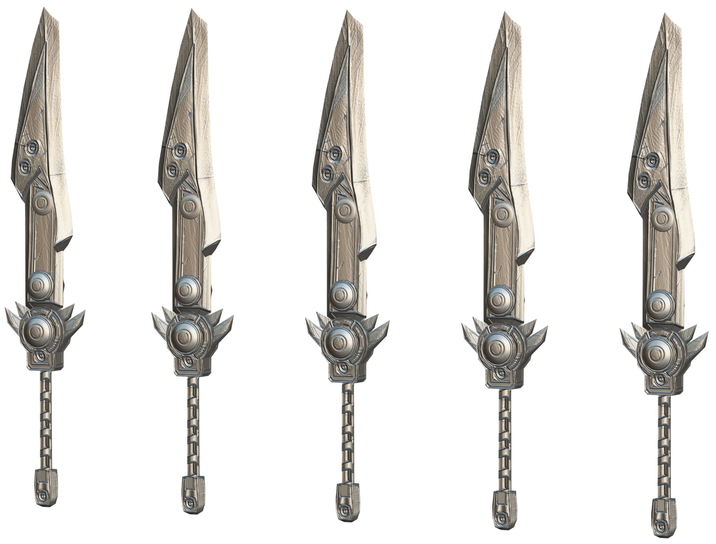 a set of cutting weapons Low-poly 3D model_19