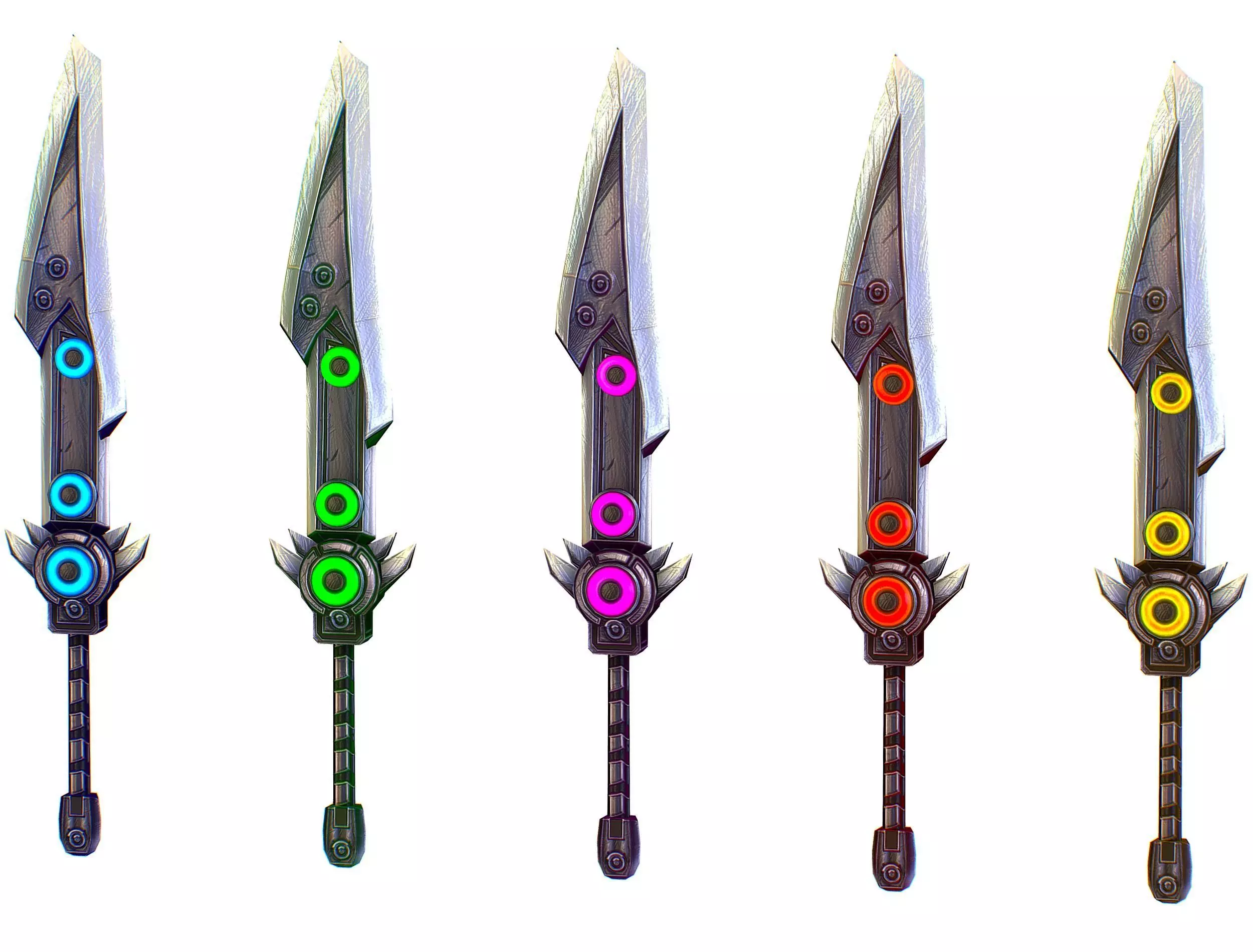 a set of cutting weapons Low-poly 3D model_0