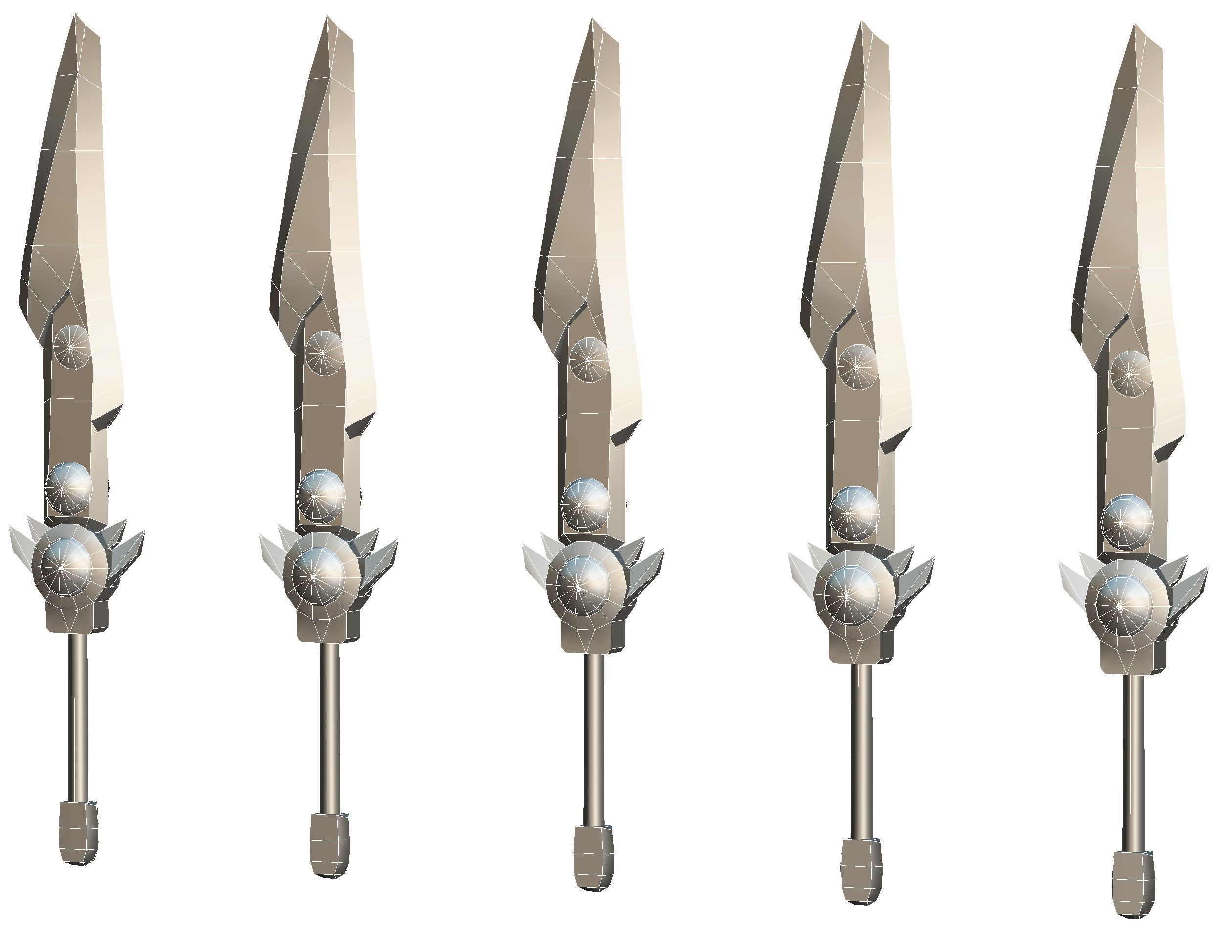 a set of cutting weapons Low-poly 3D model_18