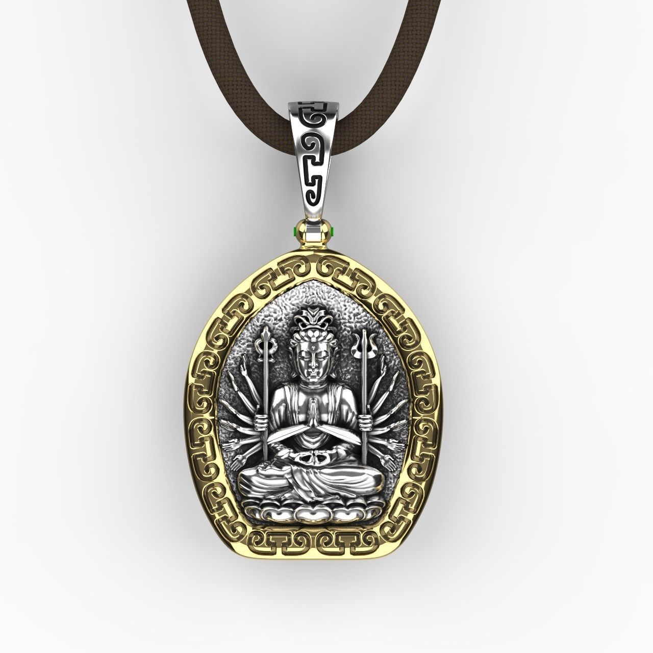 Thousand Armed Buddha Pendant 3D print model_4