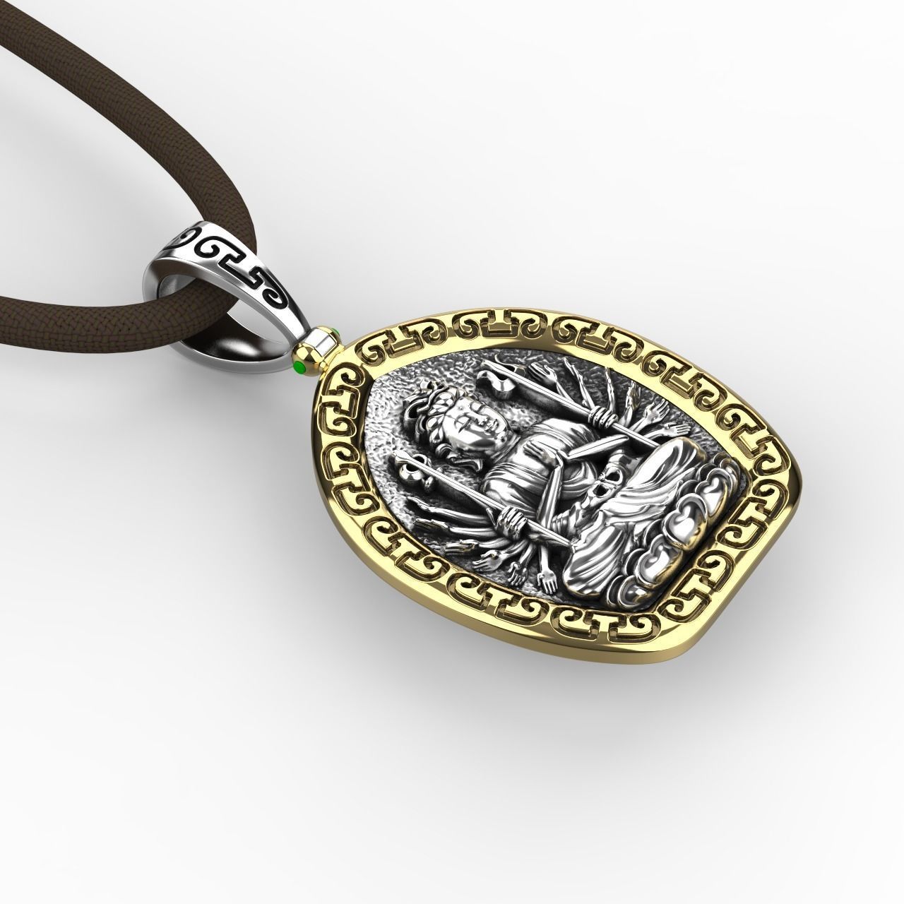 Thousand Armed Buddha Pendant 3D print model_3