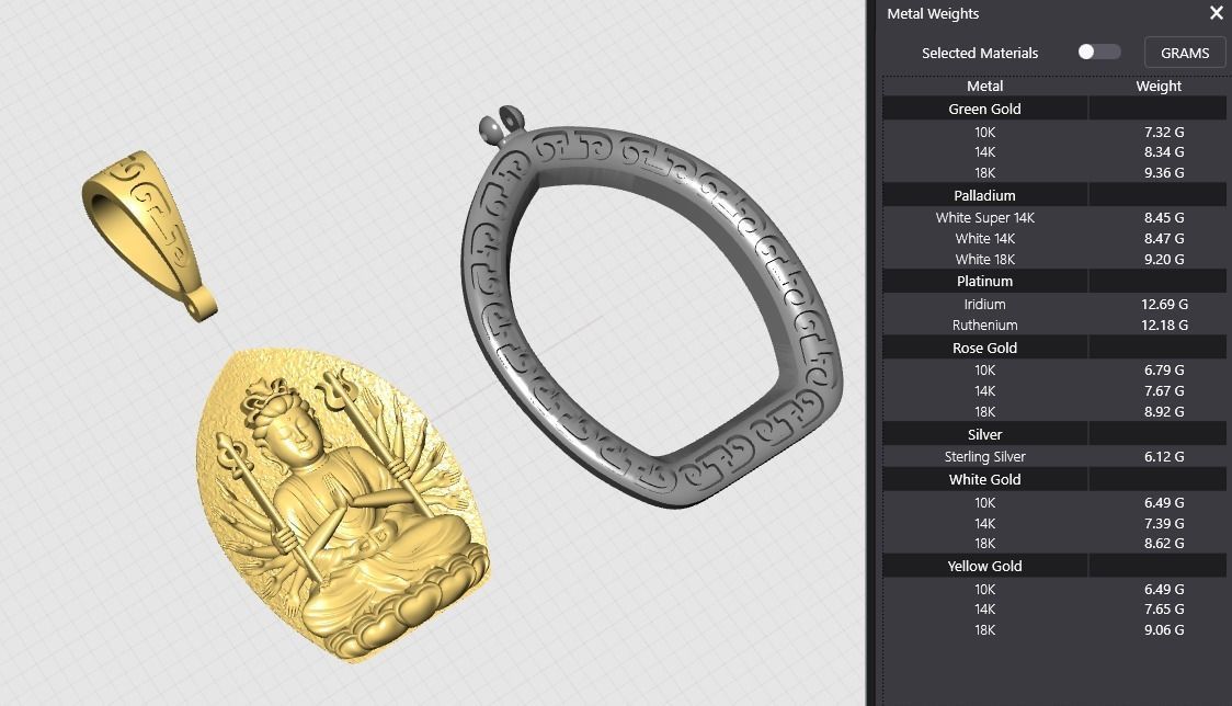 Thousand Armed Buddha Pendant 3D print model_9