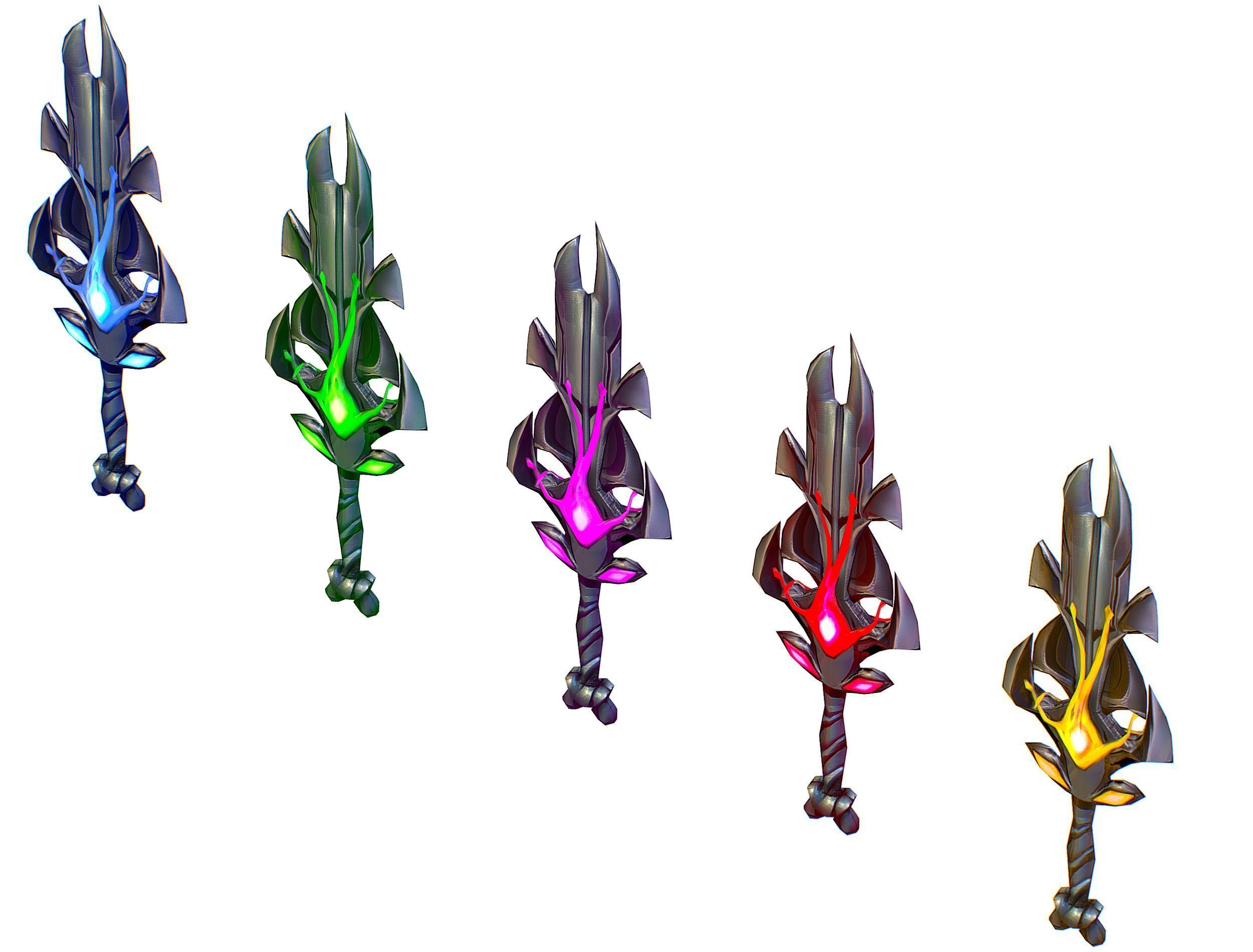 a set of cutting weapons Low-poly 3D model_13