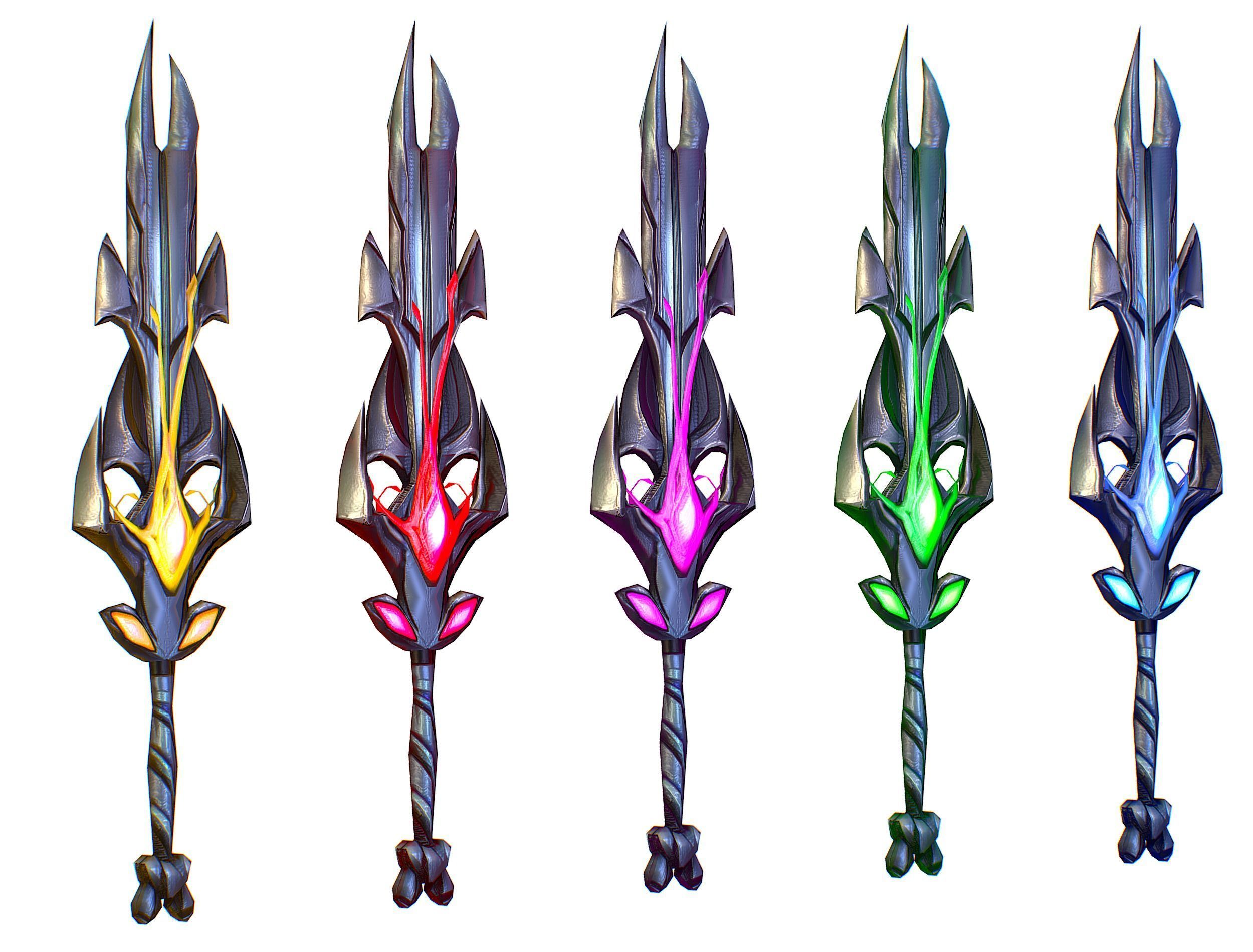 a set of cutting weapons Low-poly 3D model_9
